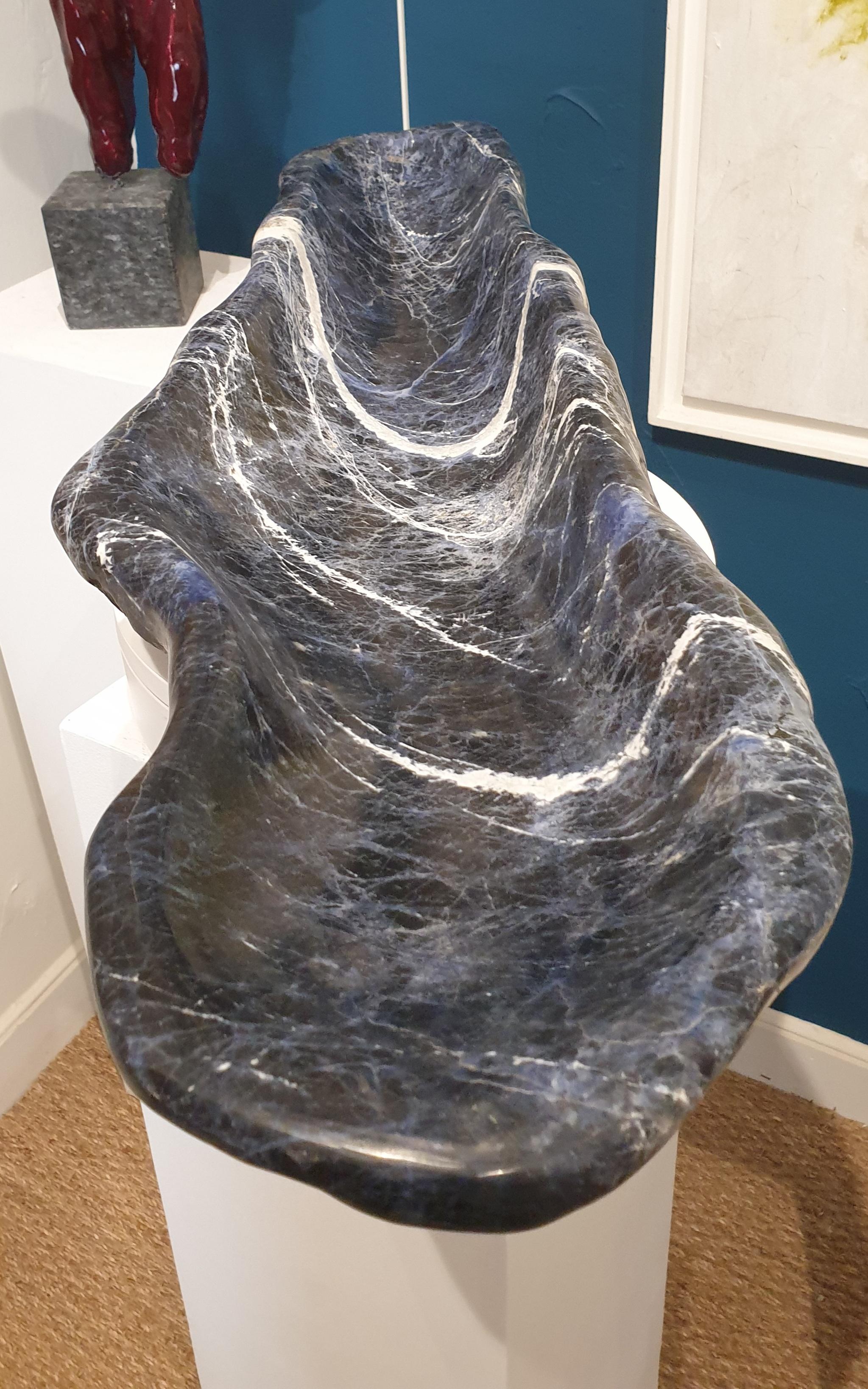 Large and Rare Coupe Sculpted from Brazilian Sodalite. - Abstract Sculpture by Georges Vassal