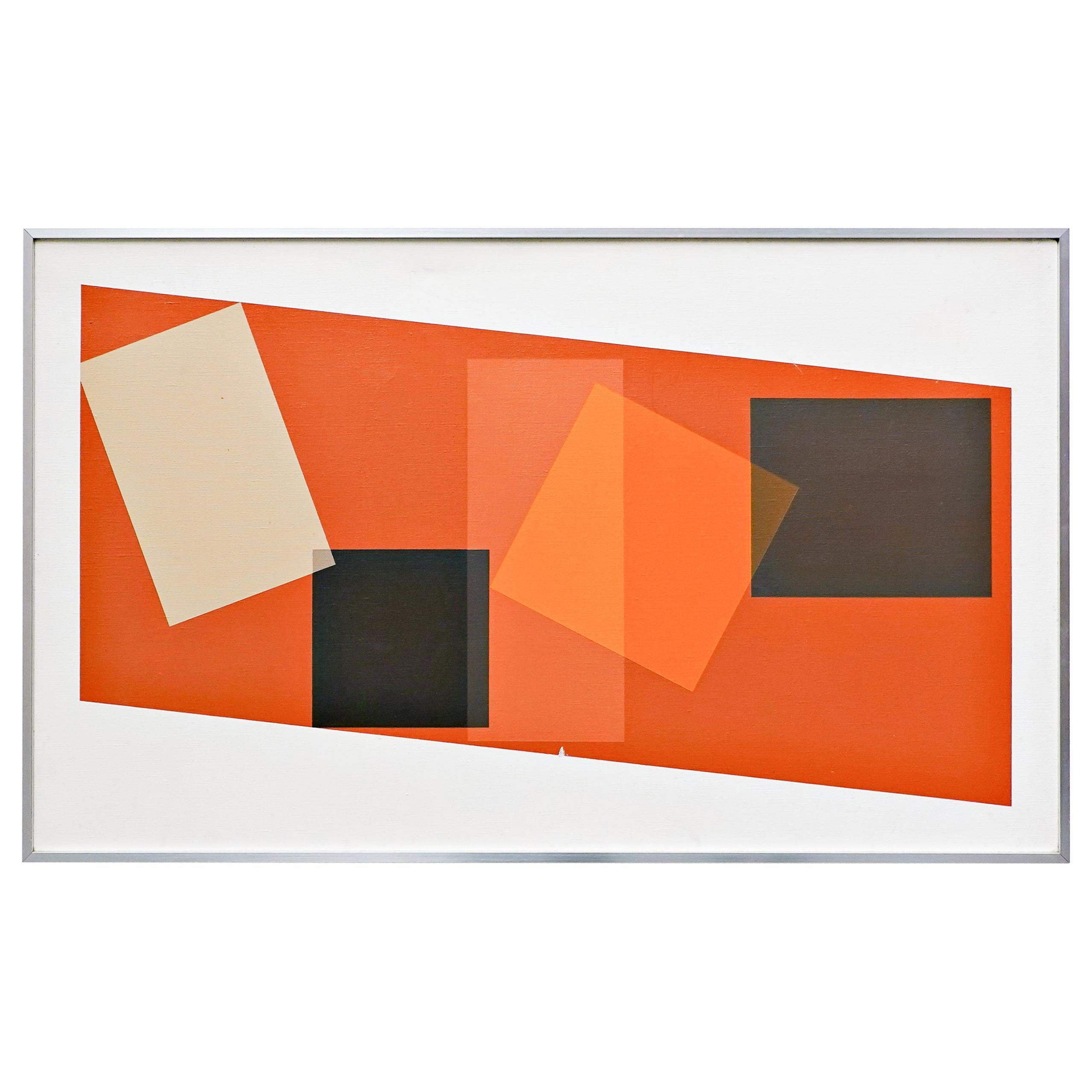 Georges Vaxelaire, Oil on Canvas "Composition Géométrique", 1974, Belgium