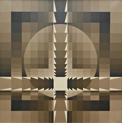 Georges Vaxelaire, Olio su tela "Composition géométrique", 1977, Belgio