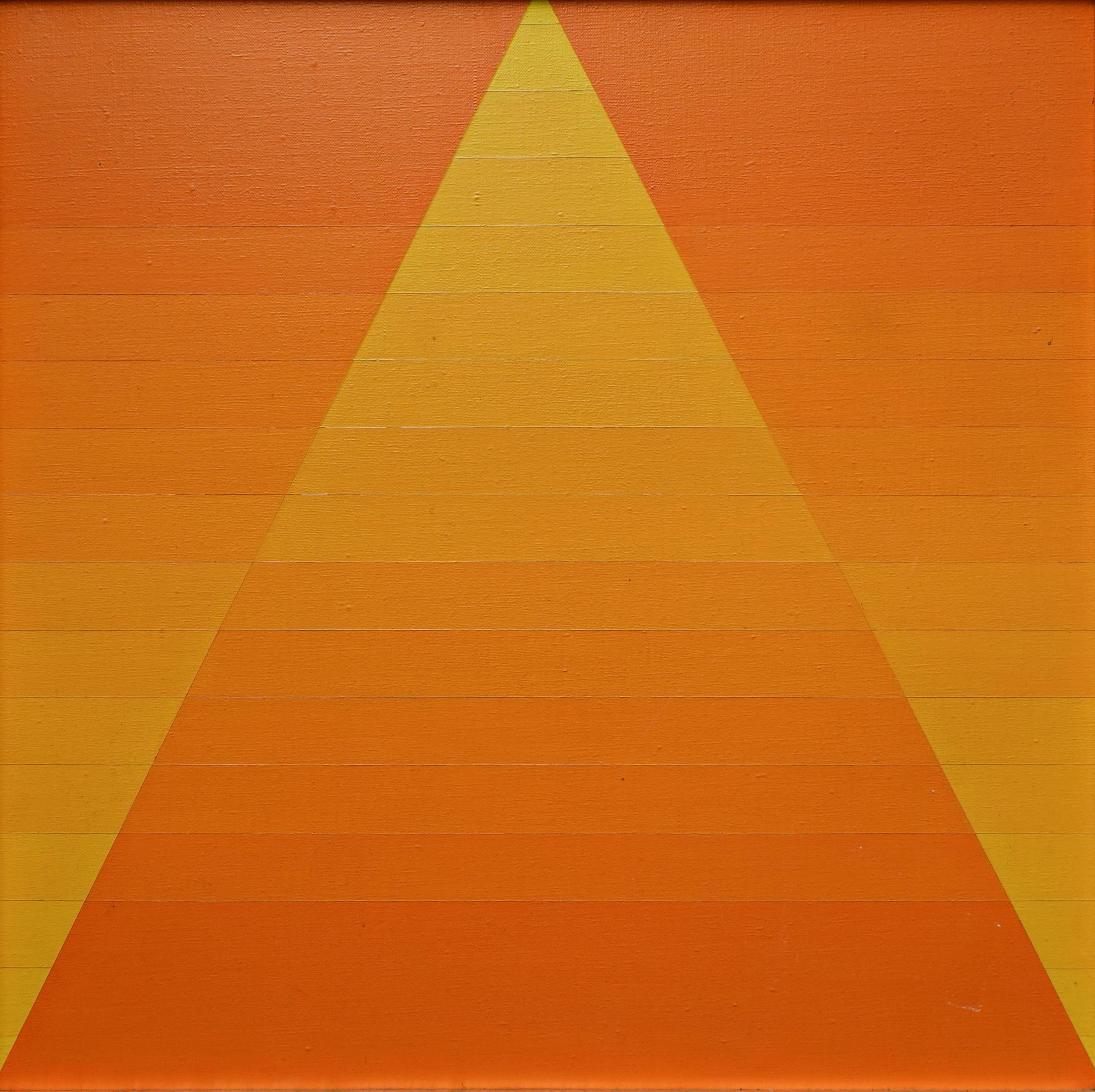 Mid-Century Modern Georges Vaxelaire, huile sur toile « composition gomtrique orange », 1973, Belgique