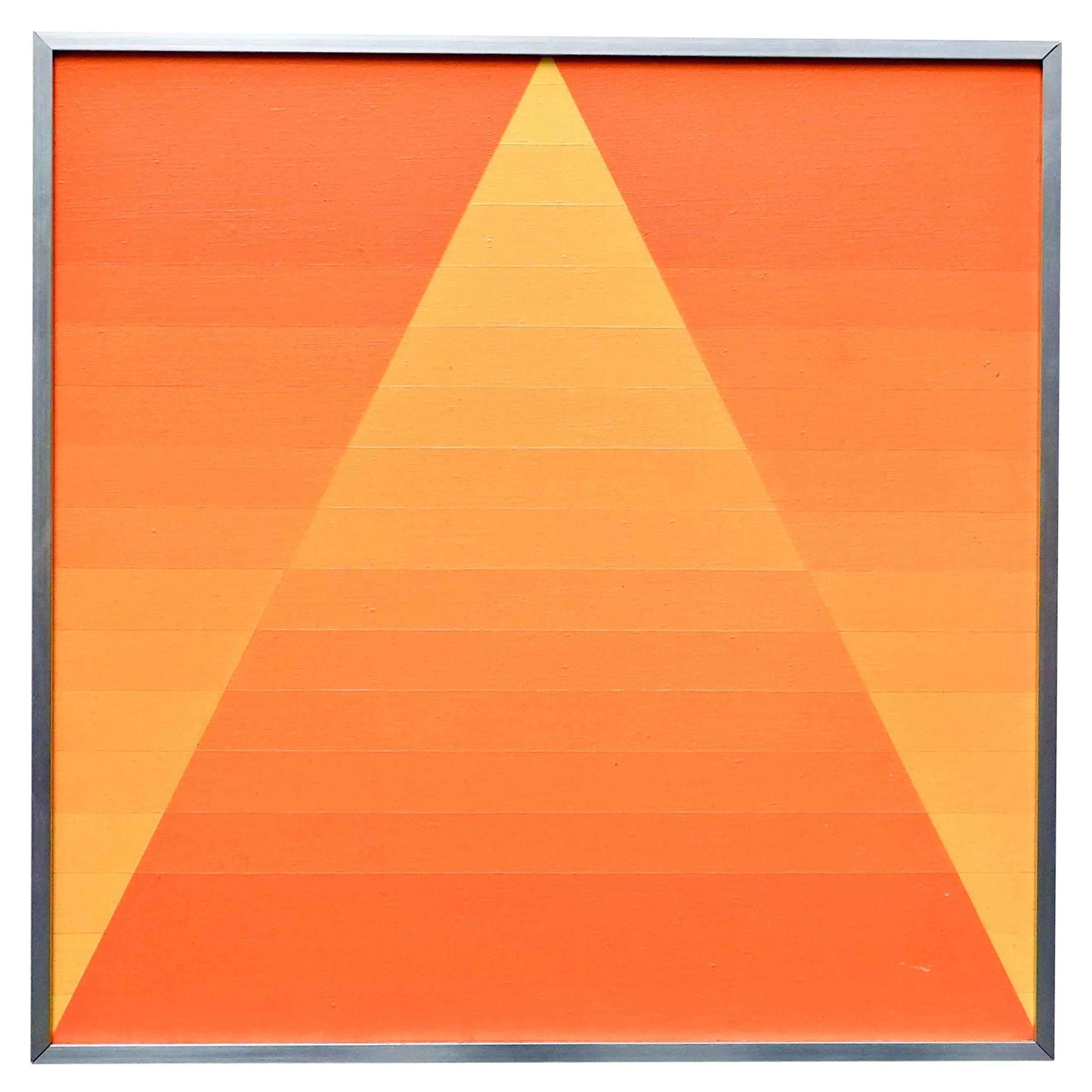 Georges Vaxelaire, Oil on Canvas "composition géométrique orange", 1973, Belgium