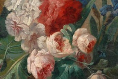 "Flowersstillife with birds on the parc wall"