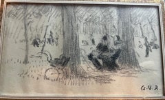 Antique Park in Winter (Personnages Dans un Parc)