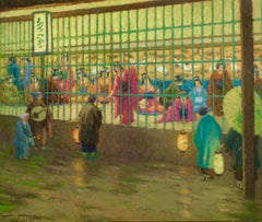 Yoshiwara - Japan - Post Impressionist Figurative Pastel by Georges Dantu