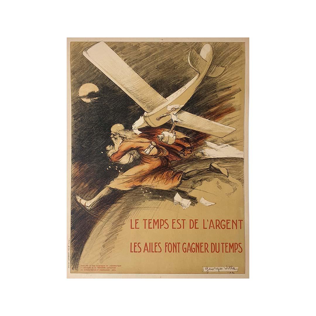 1924 original poster Le temps est de l'argent, les ailes font gagner du temps For Sale 2