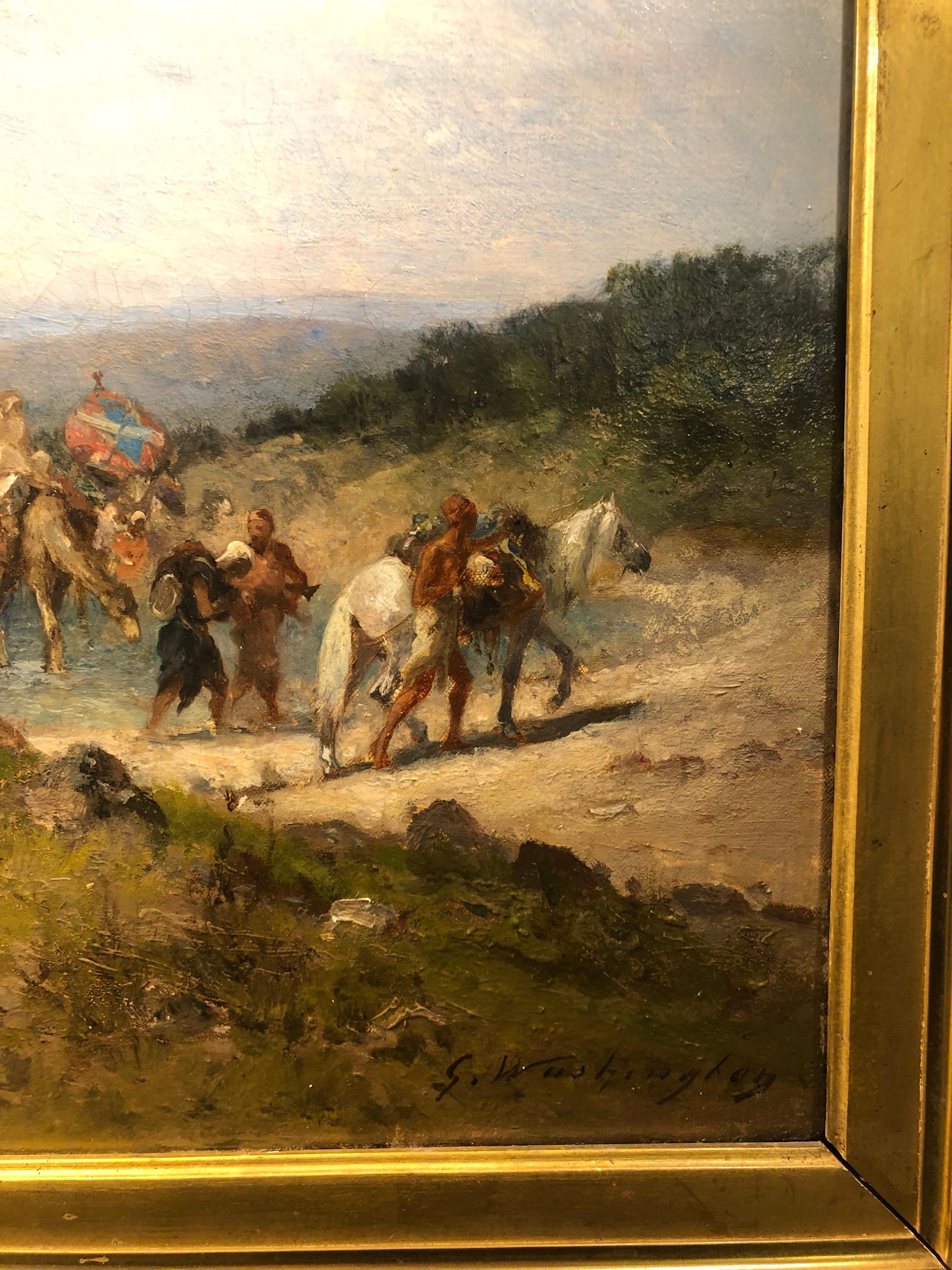 Le Voyage - Halte au bord de l'Oued  - Painting by Georges Washington
