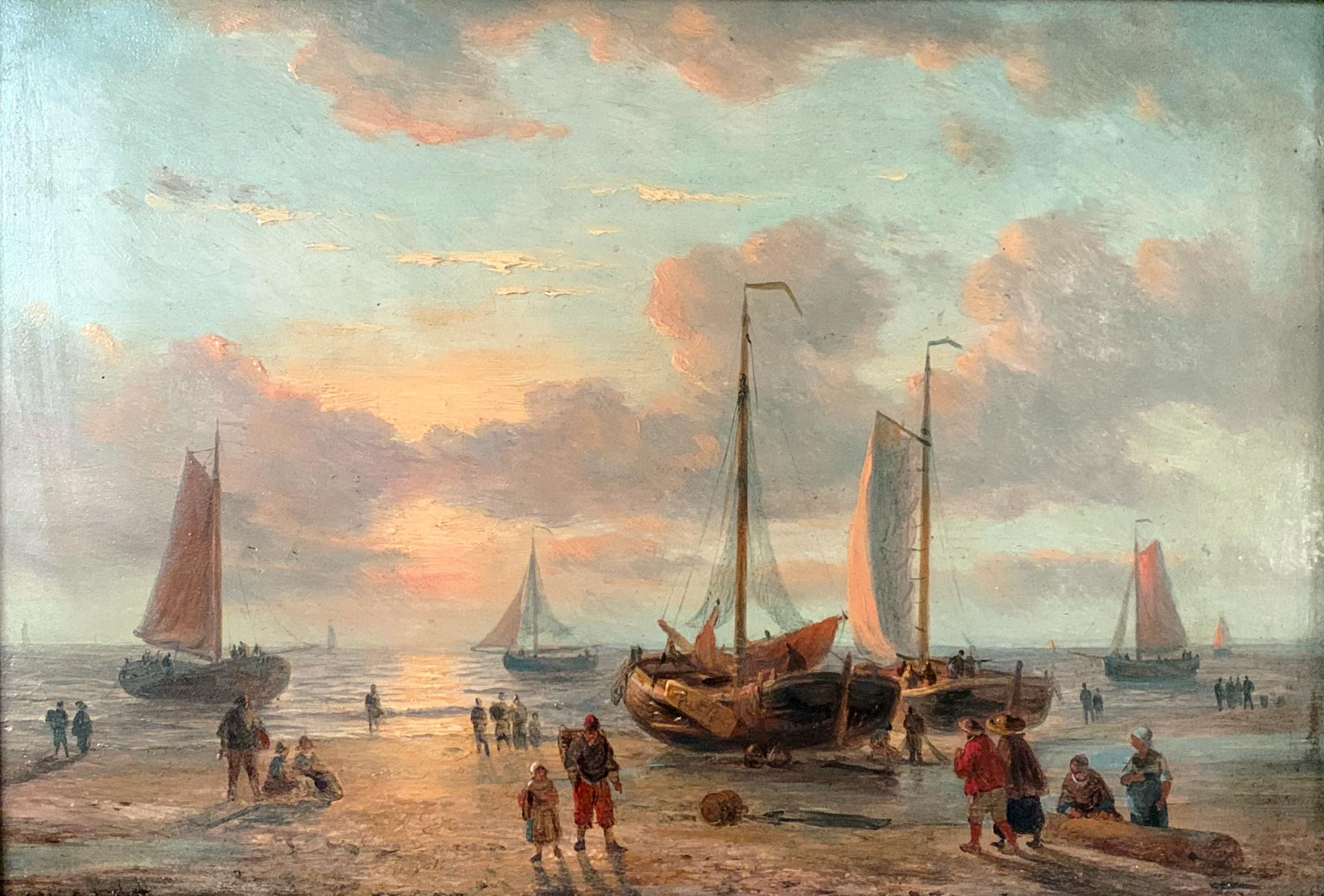 Retour de Pêche Georges Wilhelm Opdenhoff (1807-1873) For Sale 1
