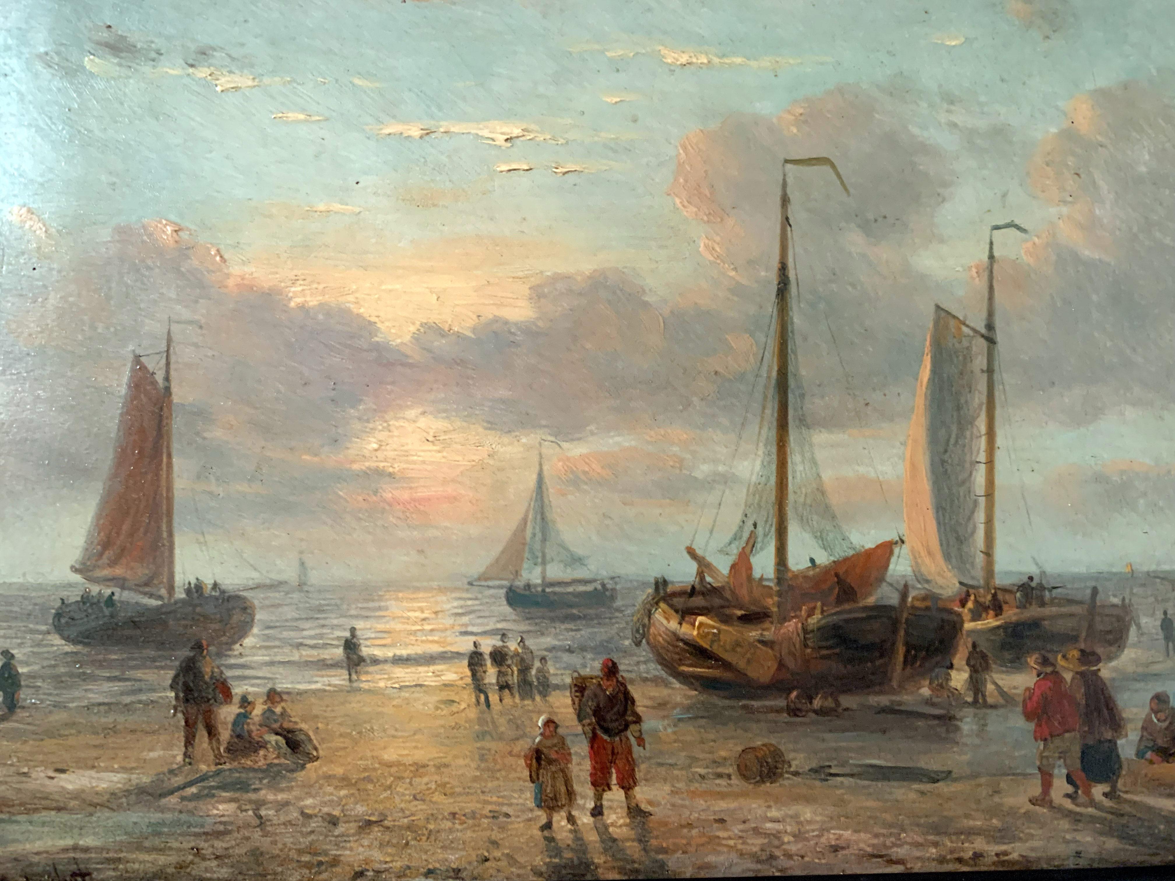 Retour de Pêche Georges Wilhelm Opdenhoff (1807-1873) For Sale 2