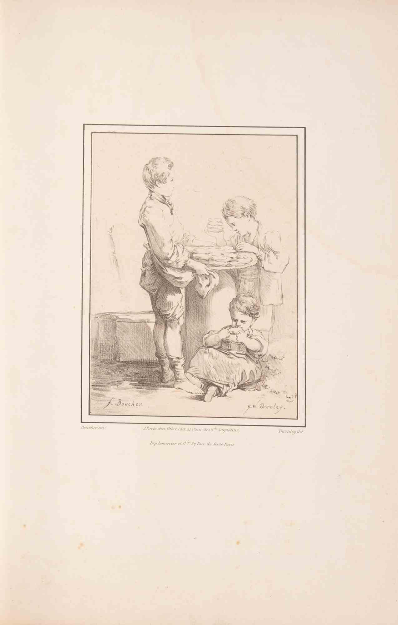 Children - Lithograph by Georges William Thornley - 1840