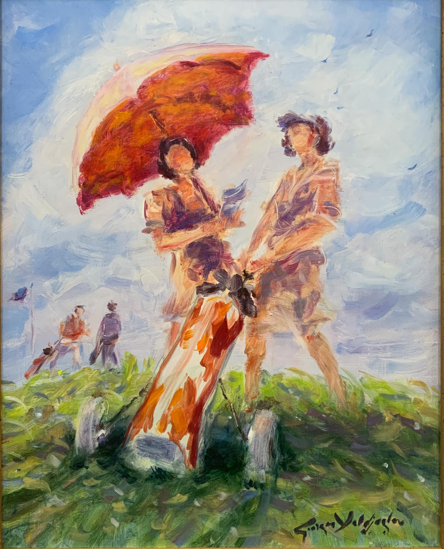 Georges Yoldjoglou Landscape Painting - L'ombrelle au Golf