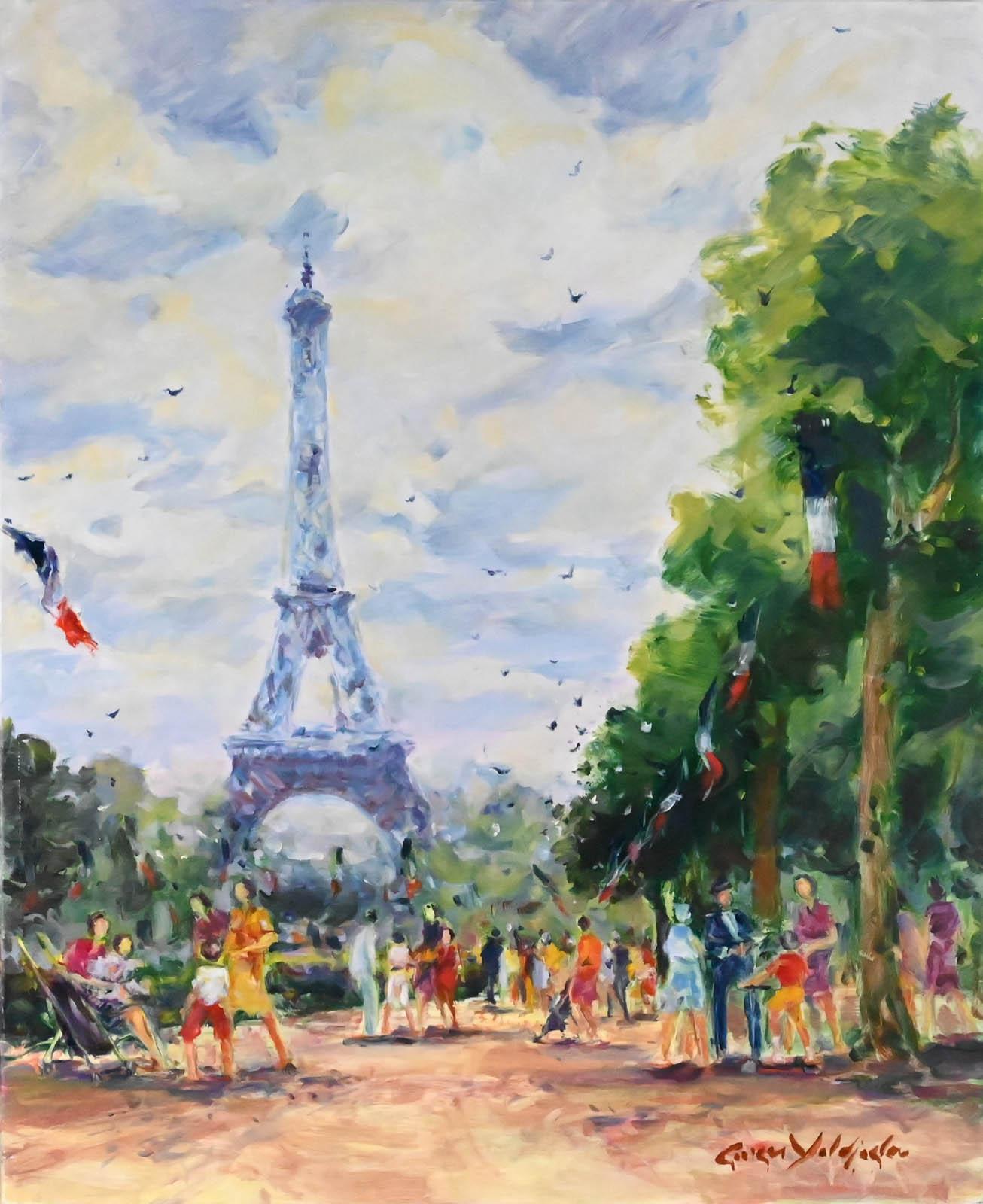 Georges Yoldjoglou Landscape Painting - Paris, le 14 juillet