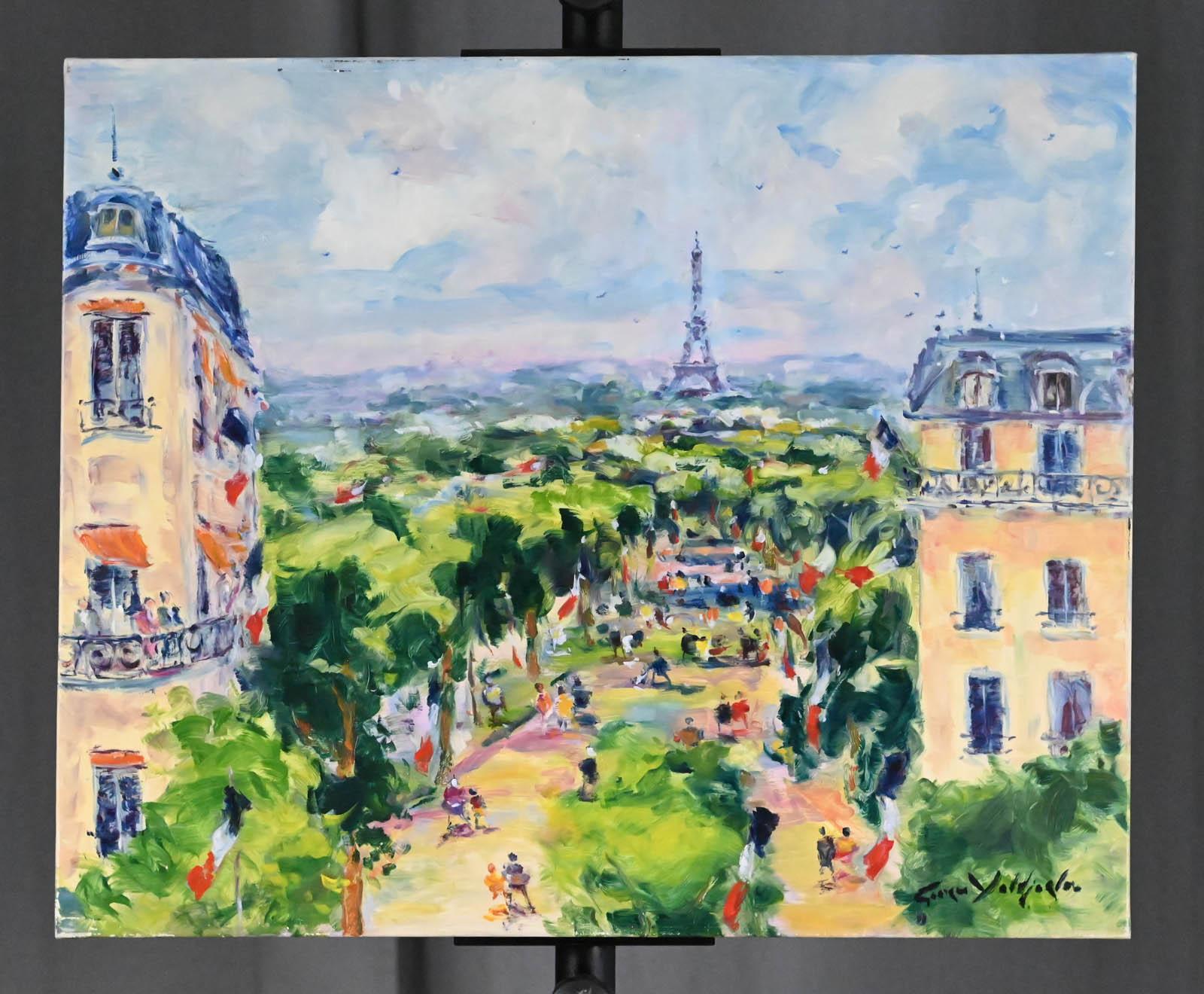 Paris, vue sur les jardins de la Tour Eiffel For Sale 3