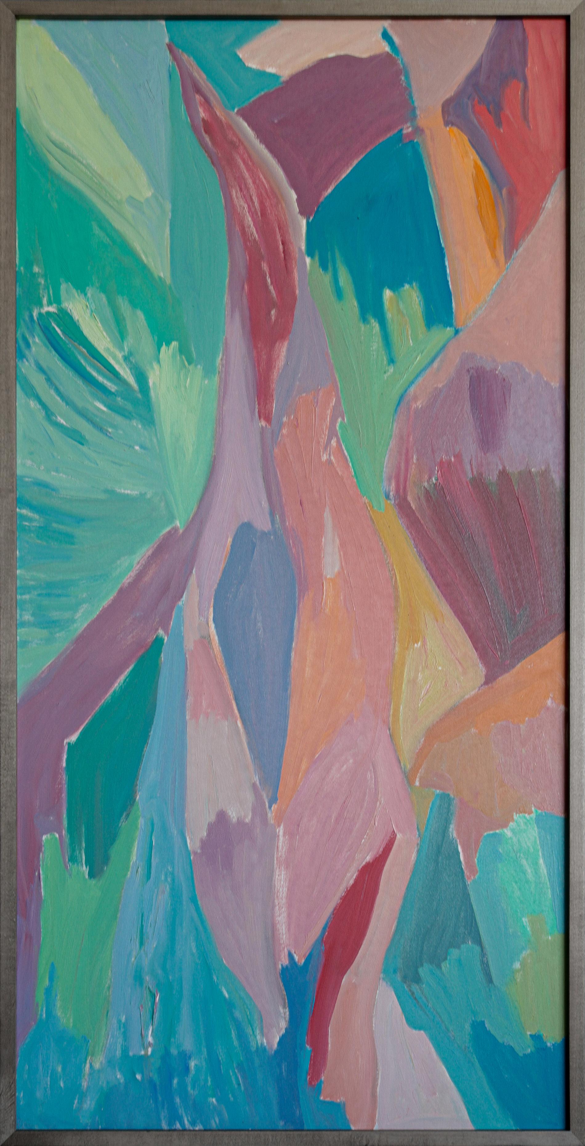   Waterfall, 1970s colorful abstract Oil