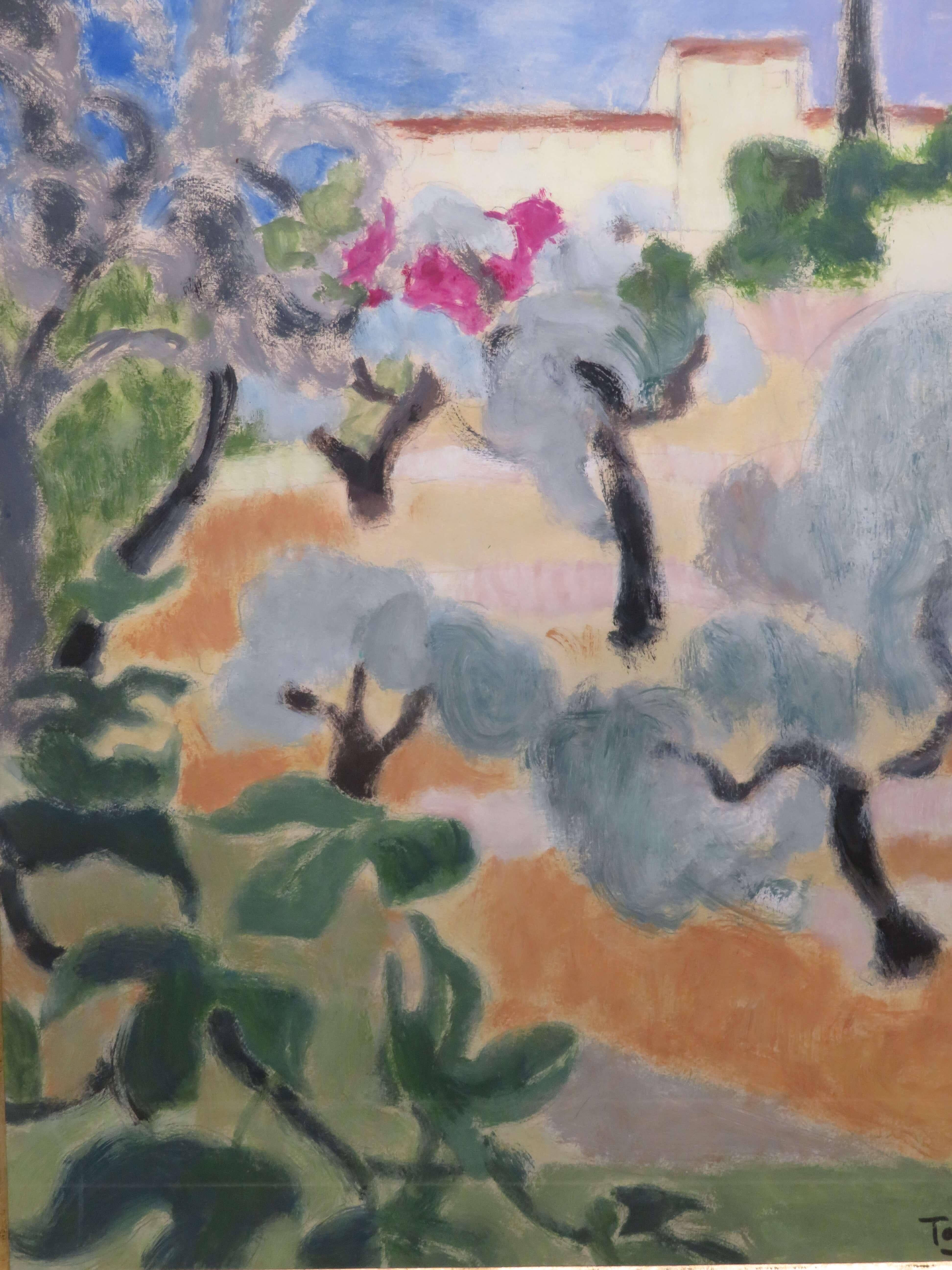 Schöne Französisch Impressonist Modernist Ölgemälde OLIVE GROVES PROVENCE (Post-Impressionismus), Painting, von Georgette Tave