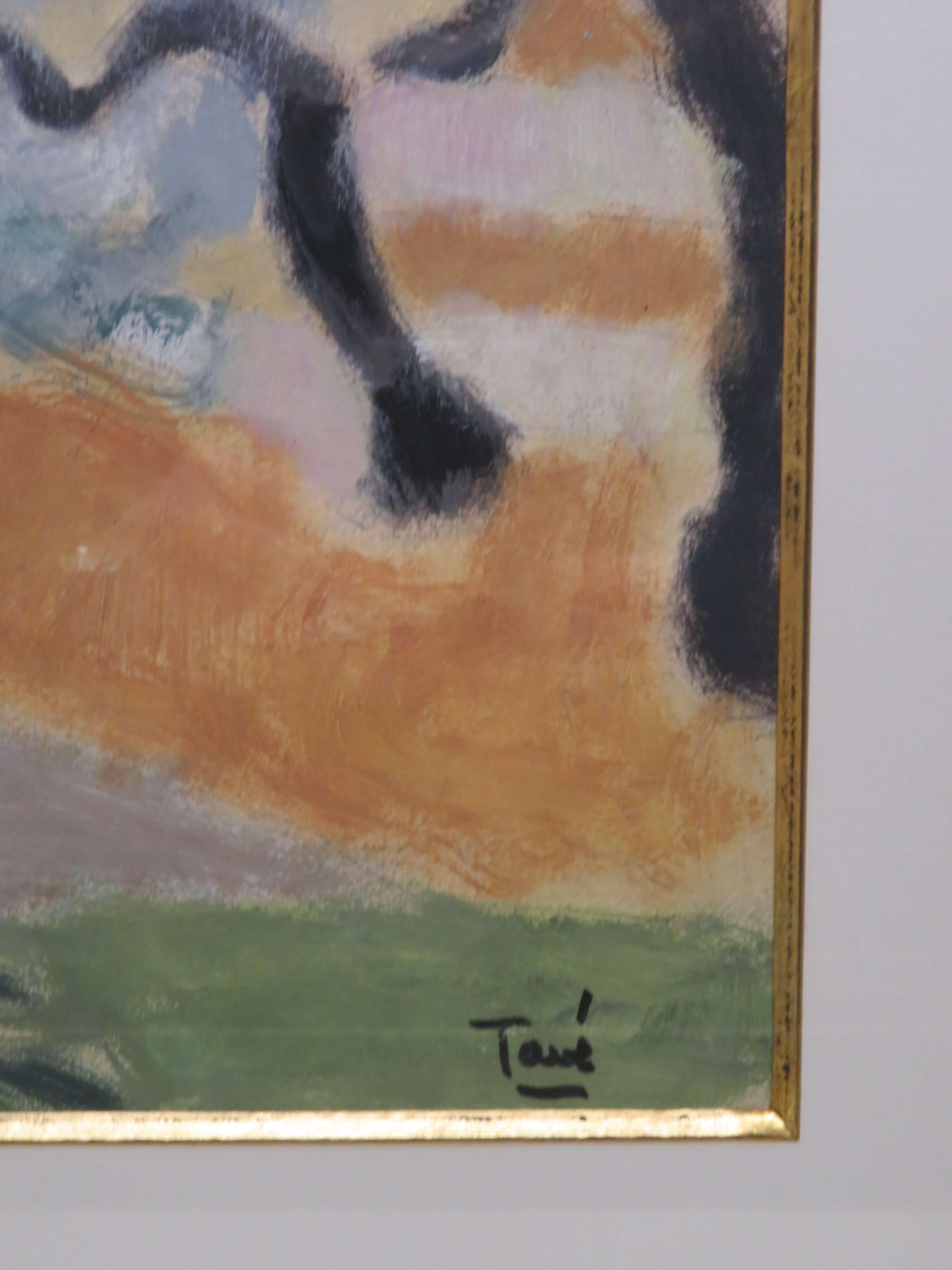 Schöne Französisch Impressonist Modernist Ölgemälde OLIVE GROVES PROVENCE (Grau), Landscape Painting, von Georgette Tave