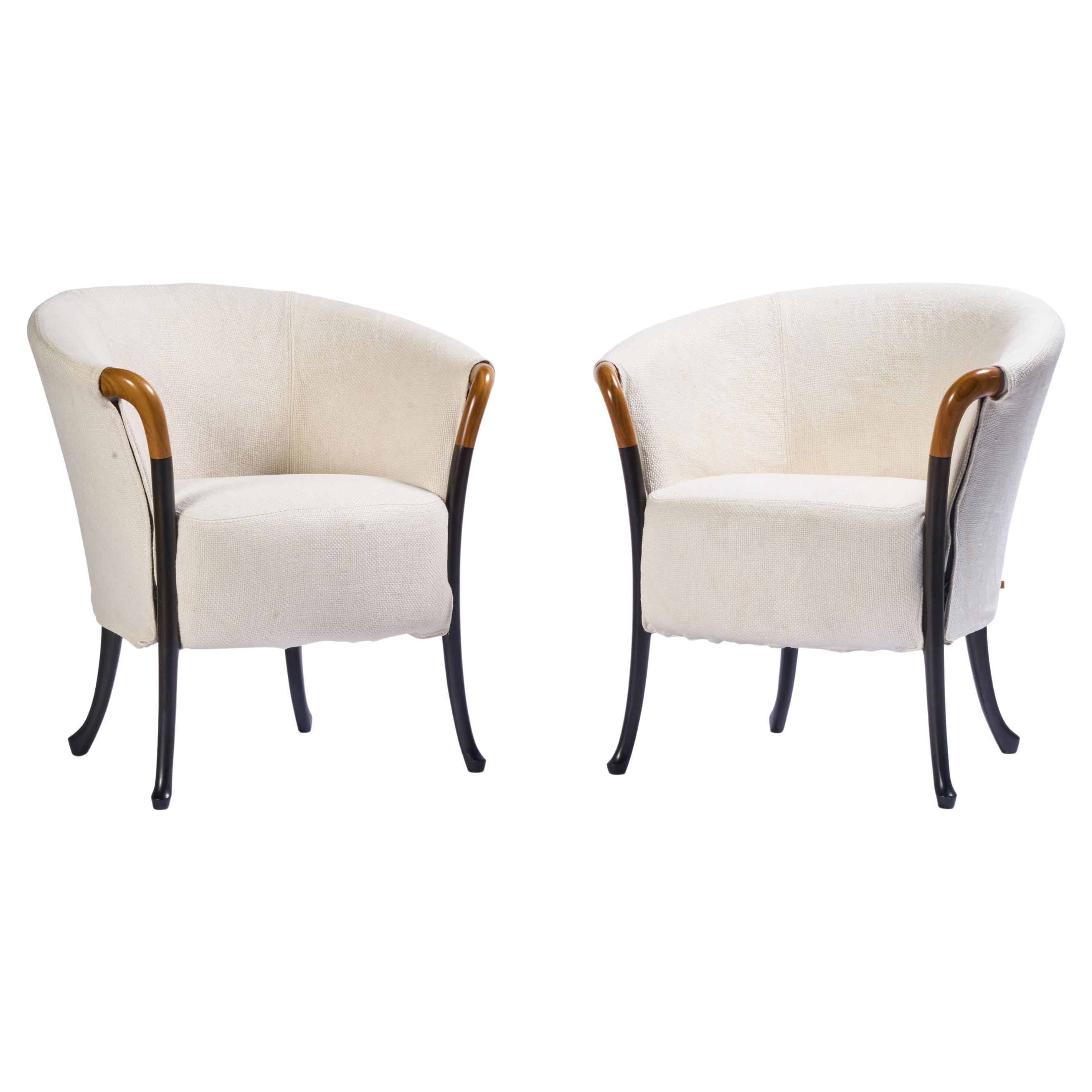 Chaises Georgetti Progetti, tissu, bois, une paire