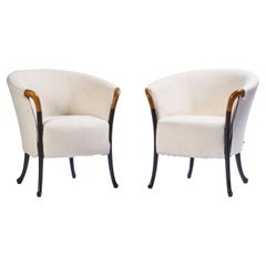 Chaises Georgetti Progetti, tissu, bois, une paire