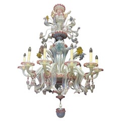 Georgeus Opalin and Pink Murano Glass Chandelier by A. Salviati, 19th