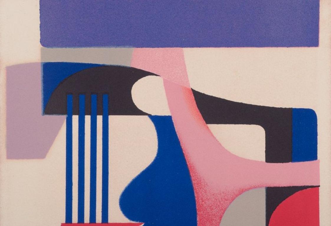 Georgi Daskaloff, bulgarischer Künstler. Farblithographie / Papier. Kubistische Komposition (Moderne) im Angebot