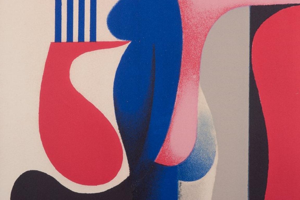 Georgi Daskaloff, bulgarischer Künstler. Farblithographie / Papier. Kubistische Komposition (Bulgarisch) im Angebot