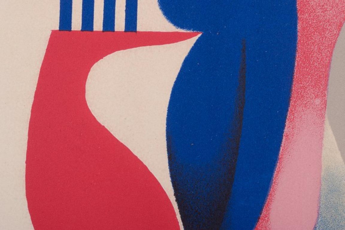 Georgi Daskaloff, bulgarischer Künstler. Farblithographie / Papier. Kubistische Komposition im Zustand „Hervorragend“ im Angebot in Copenhagen, DK