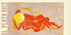 Original Vintage Art Exhibition Poster Giseken Hotel Plaza Nice Abstract Design