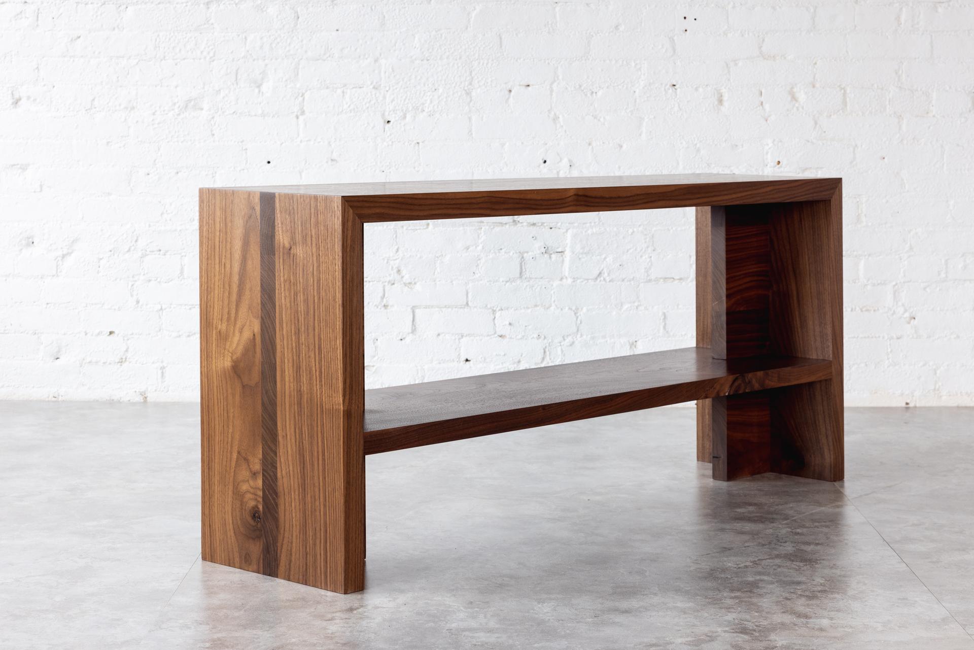 Modern Georgia Black Walnut Console with Shelf by Autonomous Furniture For Sale