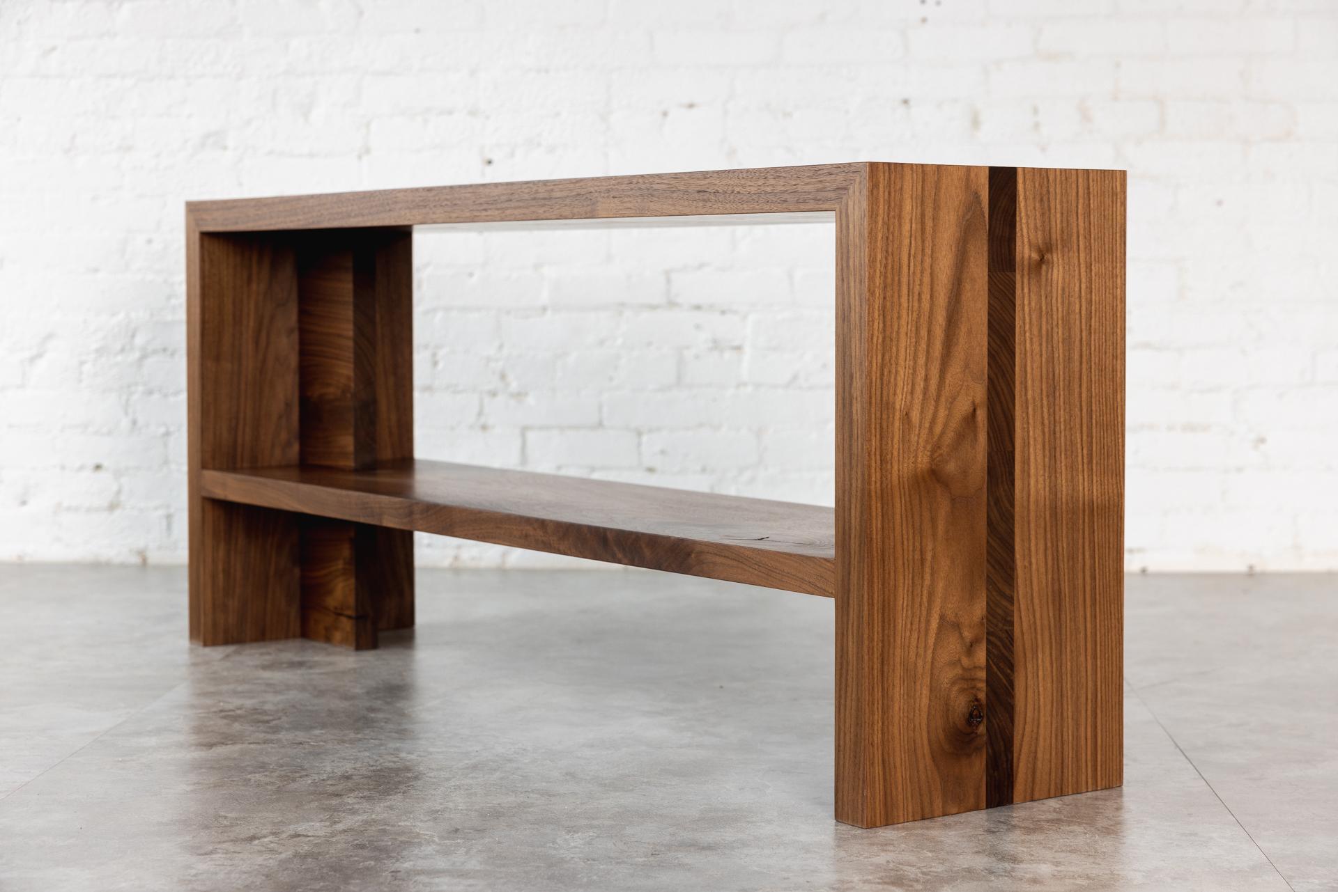 Hand-Crafted Georgia Black Walnut Console with Shelf by Autonomous Furniture For Sale