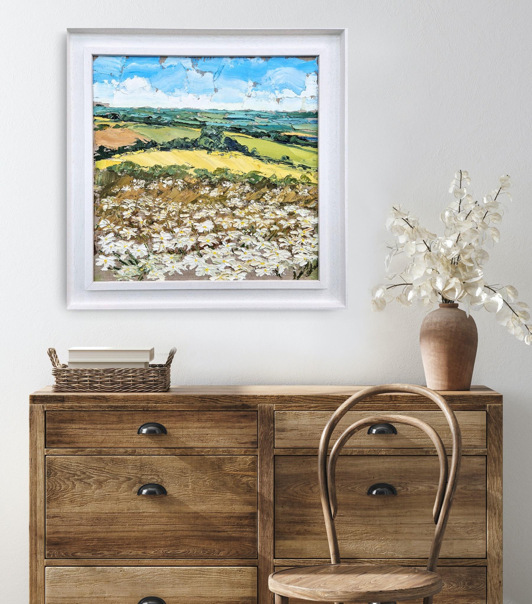 Rollright Daisies, Originalgemälde, Landschaft, zeitgenössisch im Angebot 2