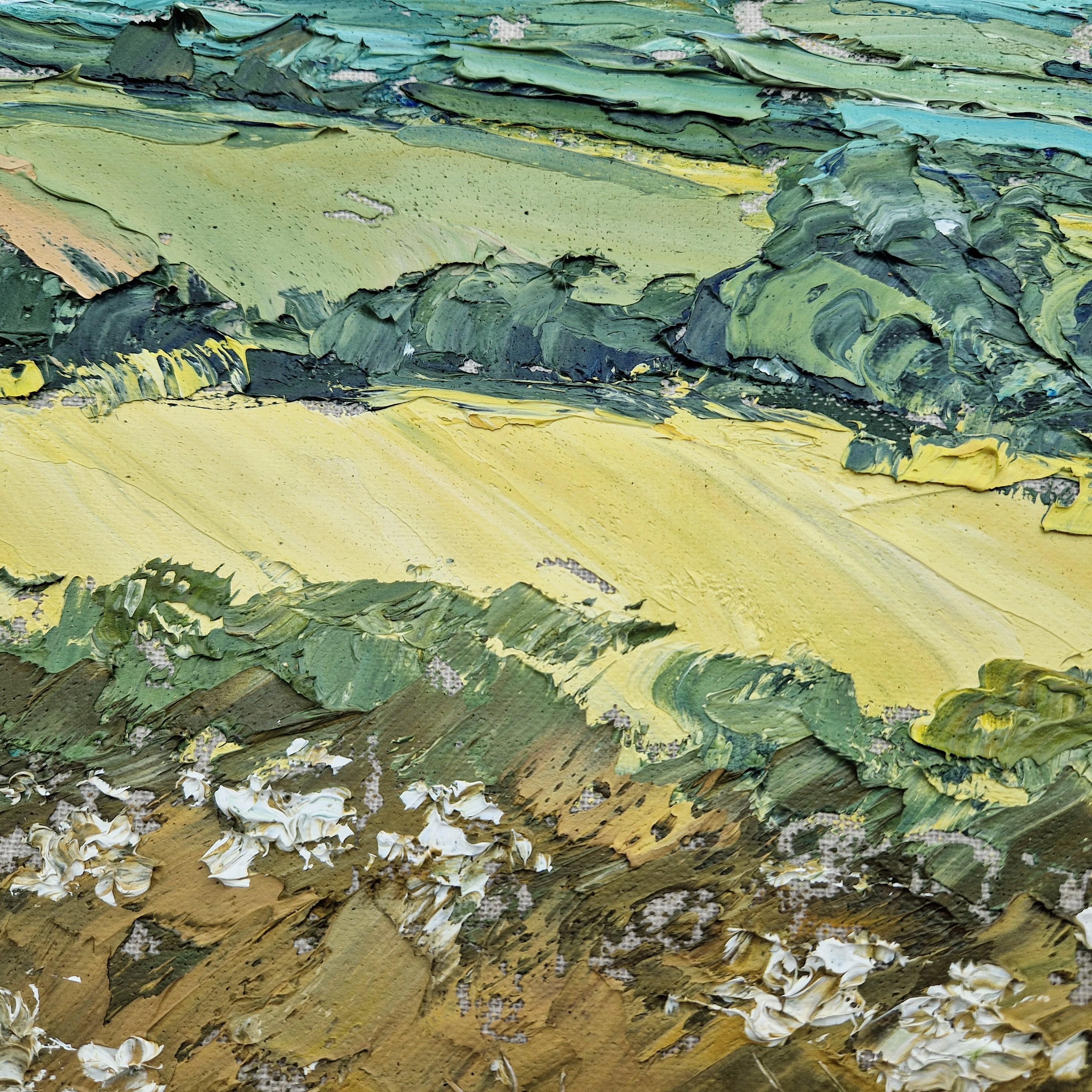 Rollright Daisies, Originalgemälde, Landschaft, zeitgenössisch im Angebot 4