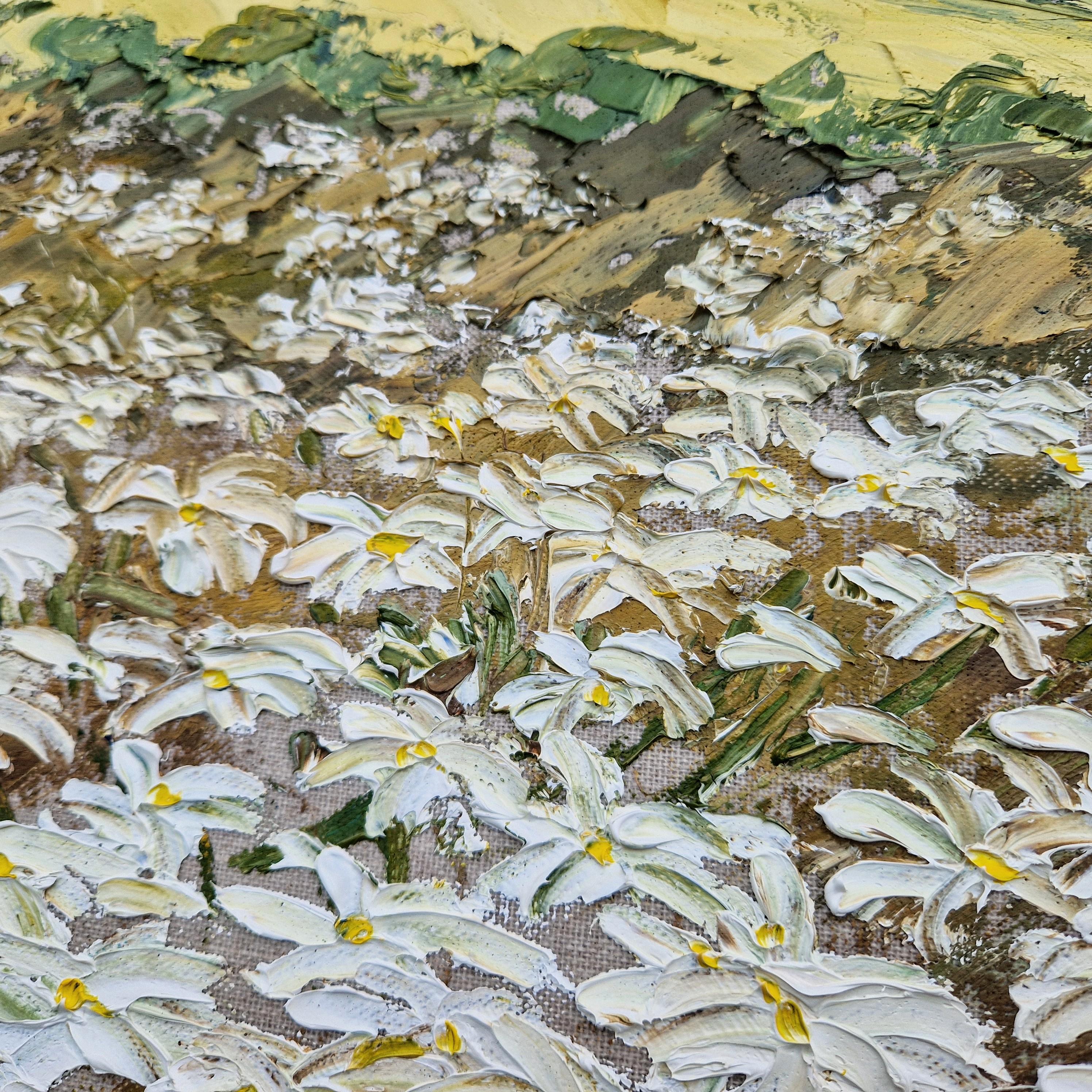 Rollright Daisies, Originalgemälde, Landschaft, zeitgenössisch im Angebot 5