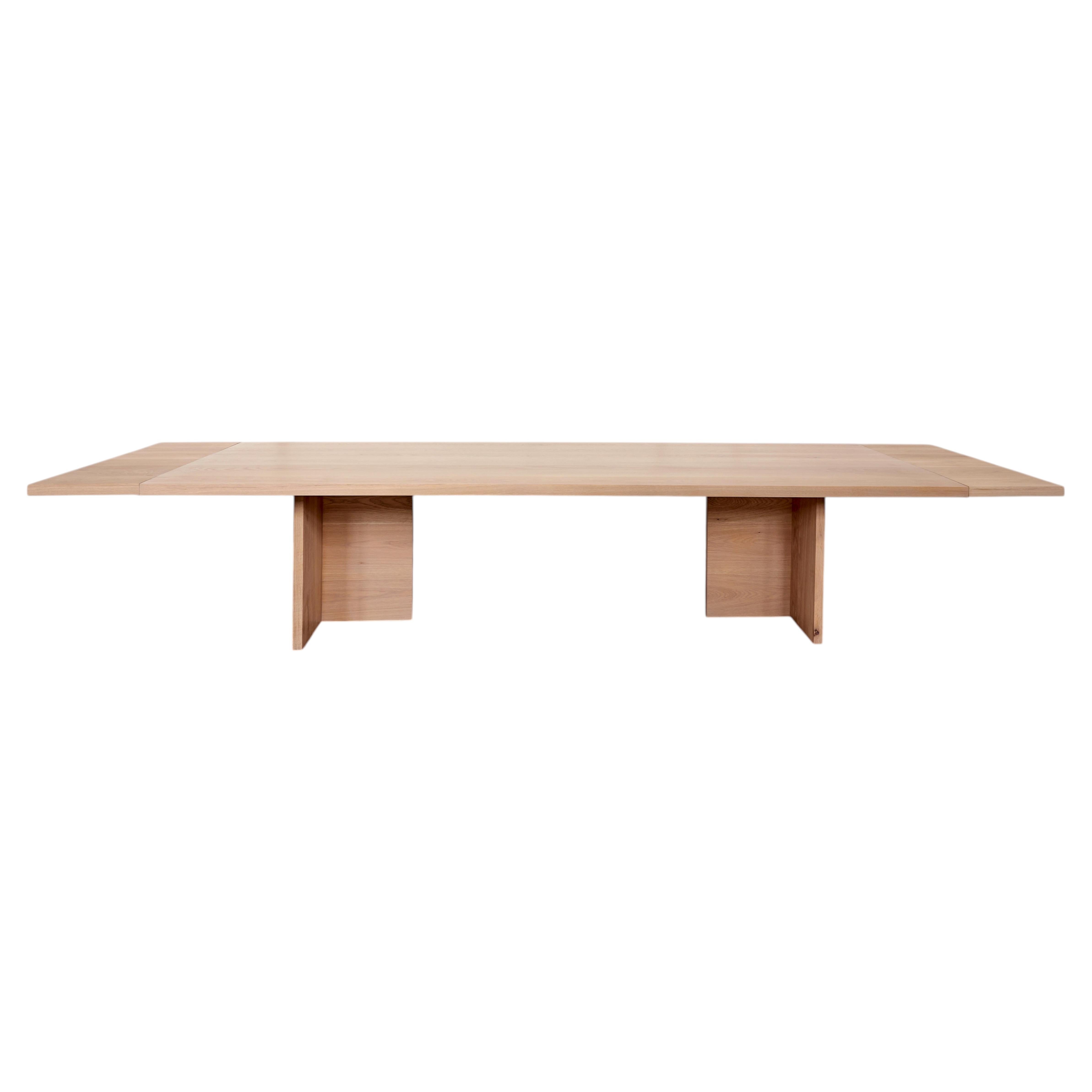 Georgia Extendable White Oak Dining Table with Two Leaves For Sale