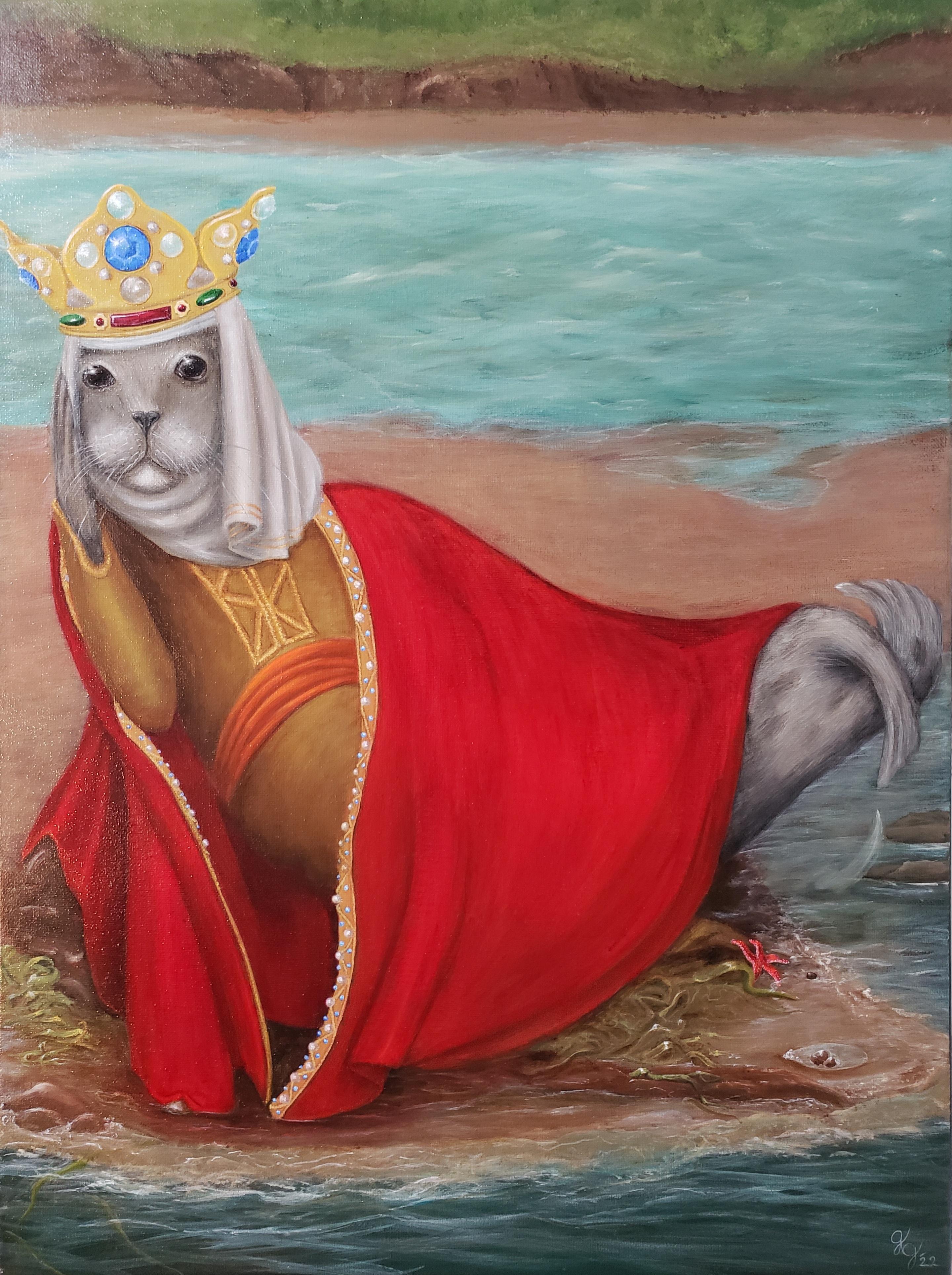 Georgia Griffin Animal Painting - Sovereigns of the Sea: Visigoth Seal Queen & Regent, Brunhilda of Austrasia