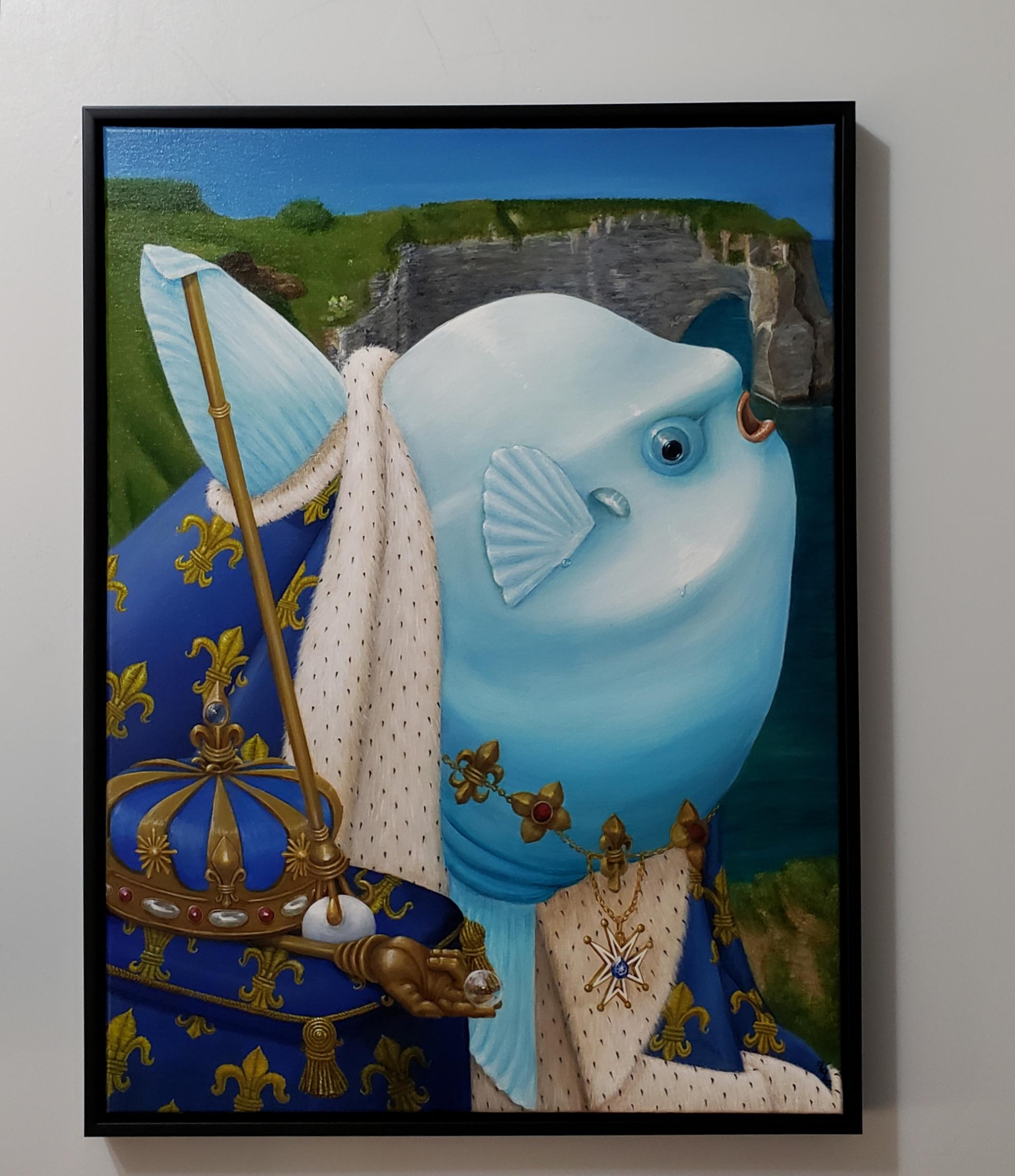 Sunfish King Louis the Fishteenth (framed) - Painting by Georgia Griffin