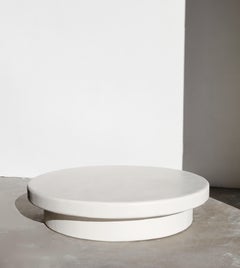 georgia round plaster coffee table in bone by öken house studios