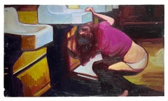 Checking the Sink on a Friday, Bold Colors and Heavy Textured Paint on Panel