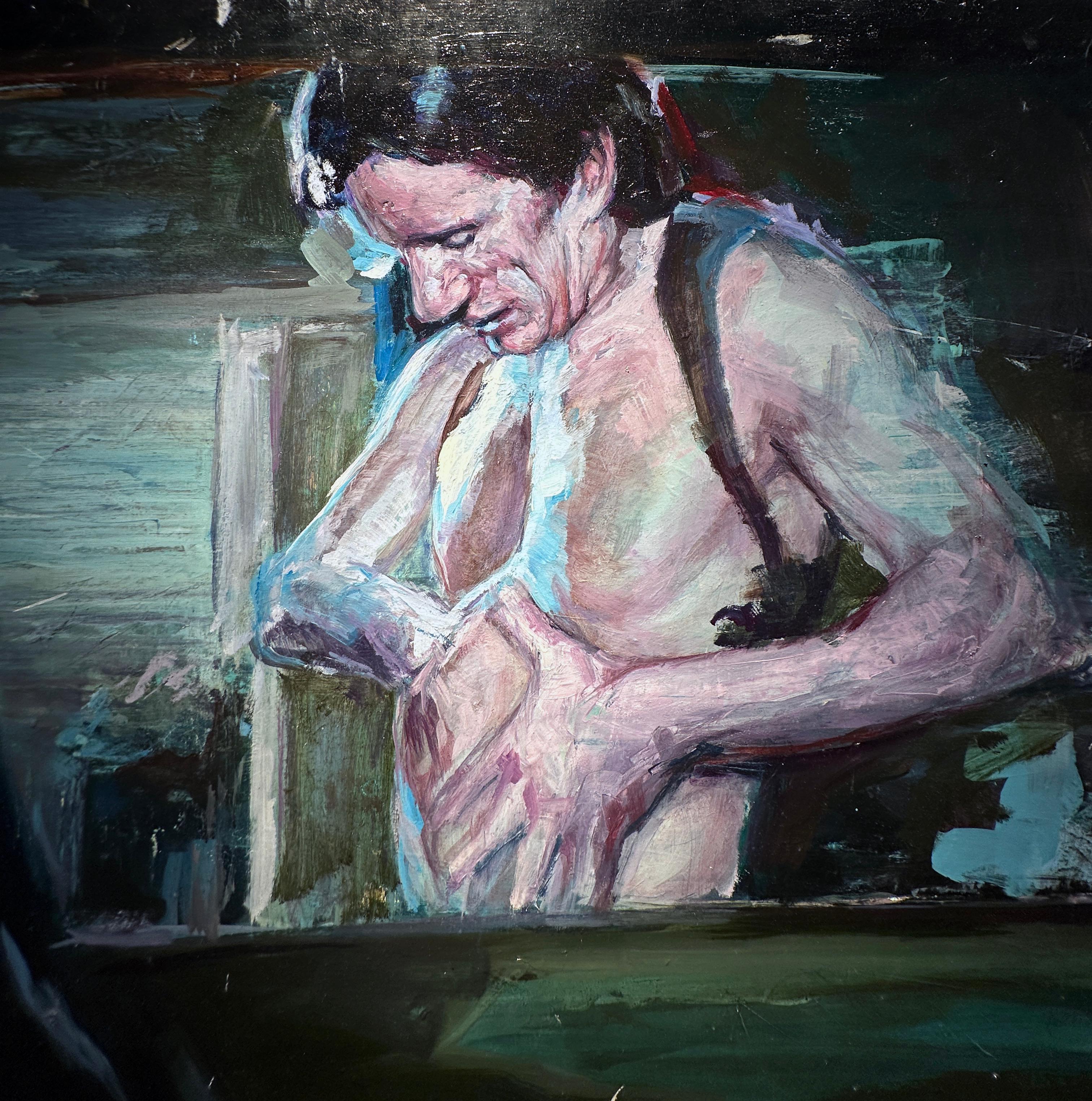 Death to Videodrome - Bold Colors, Heavily Textured Paint, Oil on Panel - Painting by Georgia Hinaris