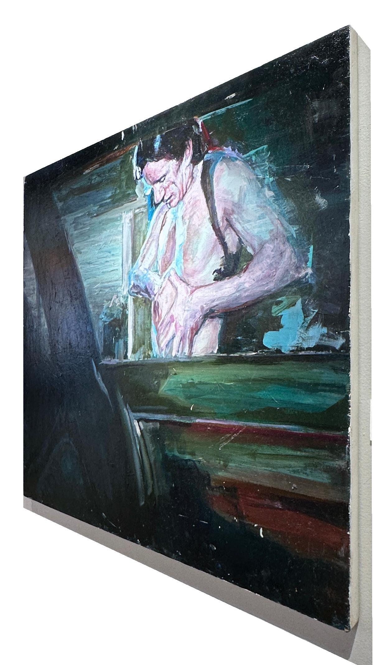Death to Videodrome - Bold Colors, Heavily Textured Paint, Oil on Panel - Contemporary Painting by Georgia Hinaris