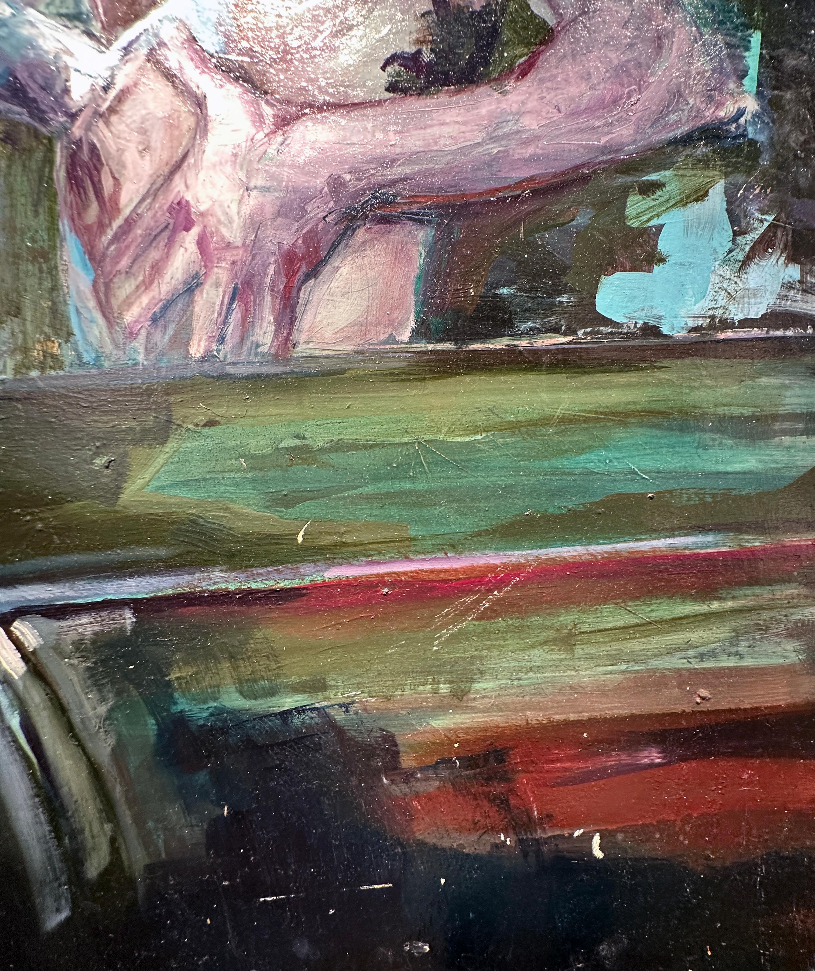 Death to Videodrome - Bold Colors, Heavily Textured Paint, Oil on Panel For Sale 2