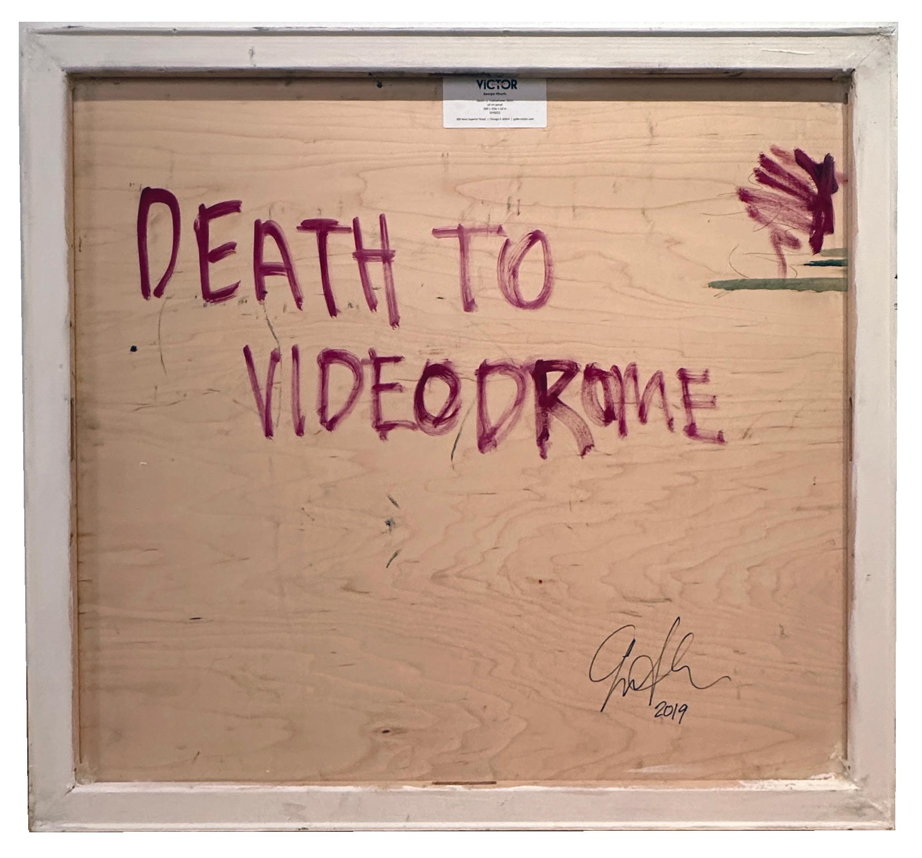 Death to Videodrome - Bold Colors, Heavily Textured Paint, Oil on Panel For Sale 3