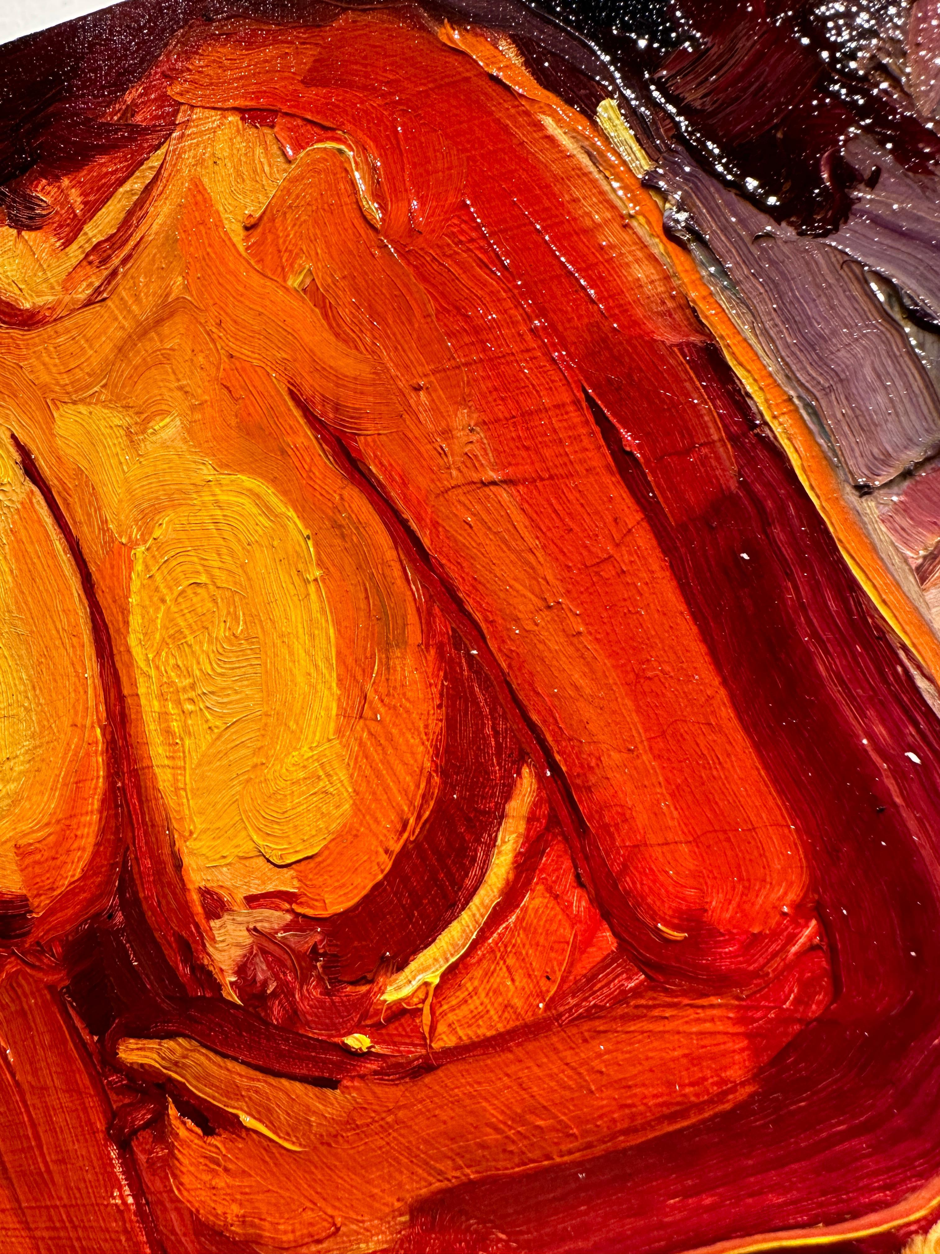 Fun House, Nu fminin, Couleurs audacieuses et peinture paisse et texture sur panneau 1