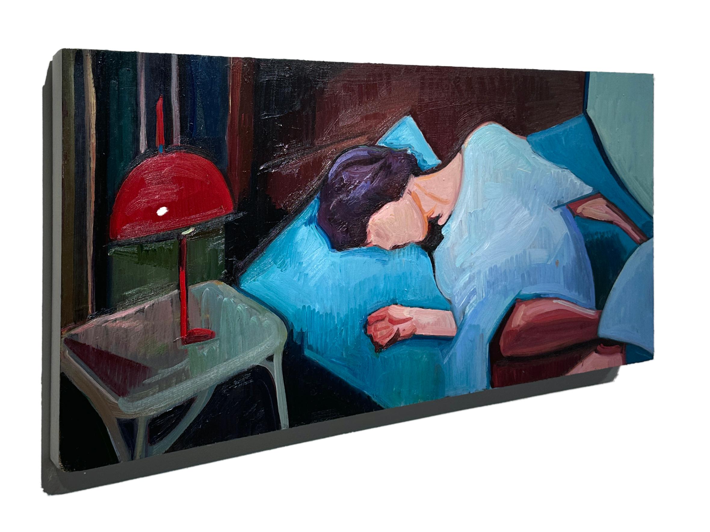 Lets Give Jessica a Nightmare, Bold Colors and Heavy Textured Paint on Panel - Painting by Georgia Hinaris