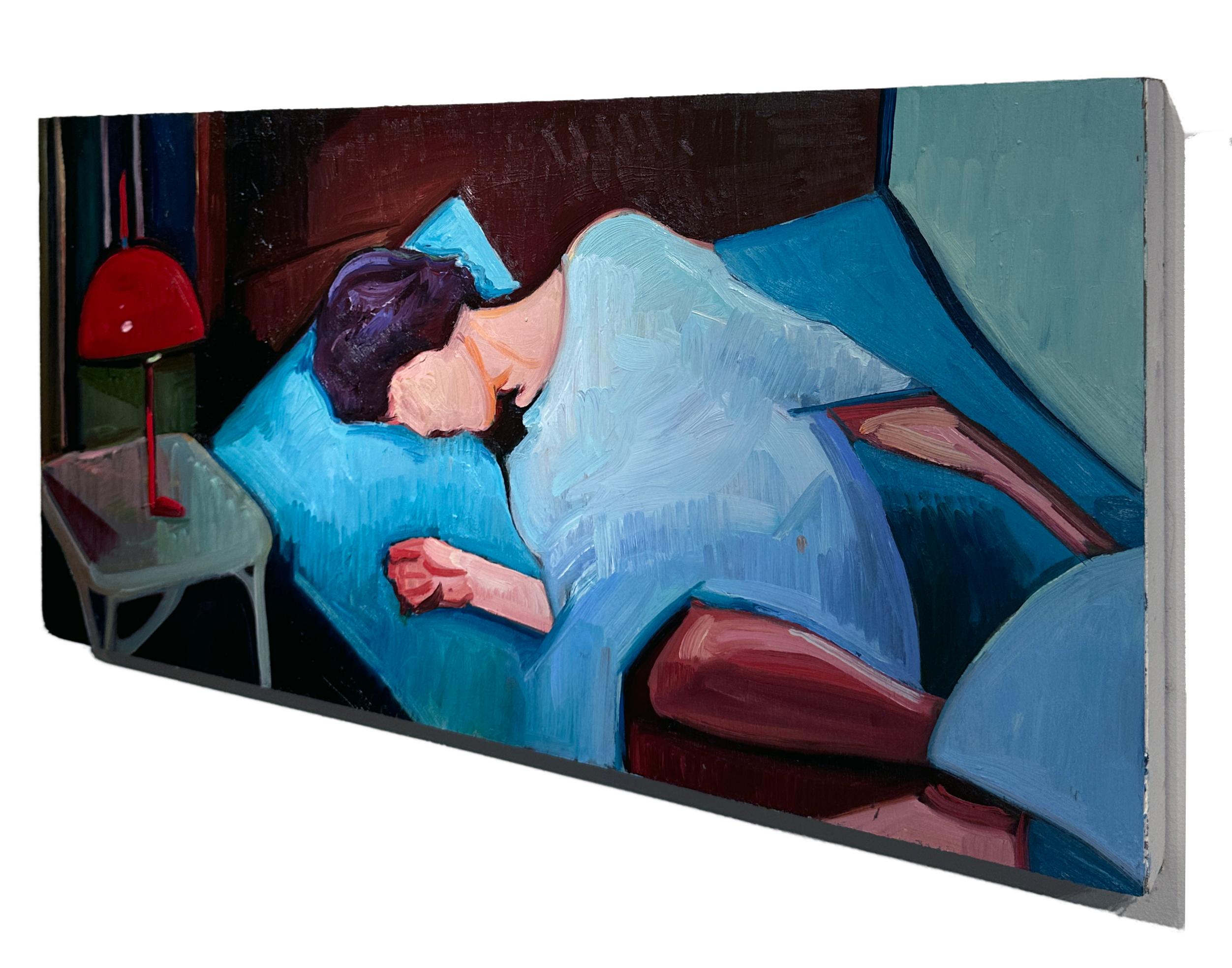 Lets Give Jessica a Nightmare, Bold Colors and Heavy Textured Paint on Panel - Contemporary Painting by Georgia Hinaris