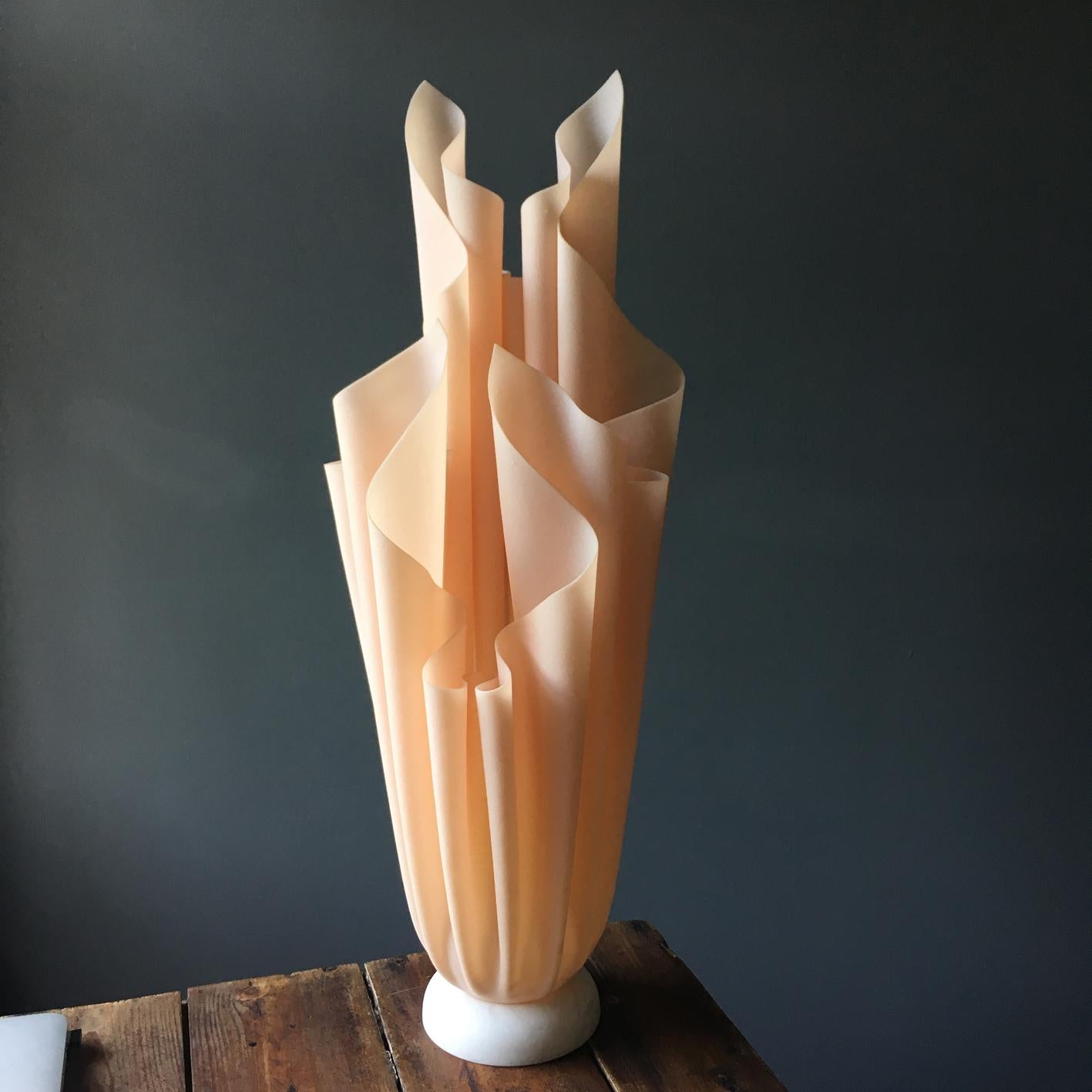Georgia Jacob 1970s Athena lamp
French

Measures: 
Height 52.5cm
Width 20cm
Handkerchief design, formed fabric/resin shade.