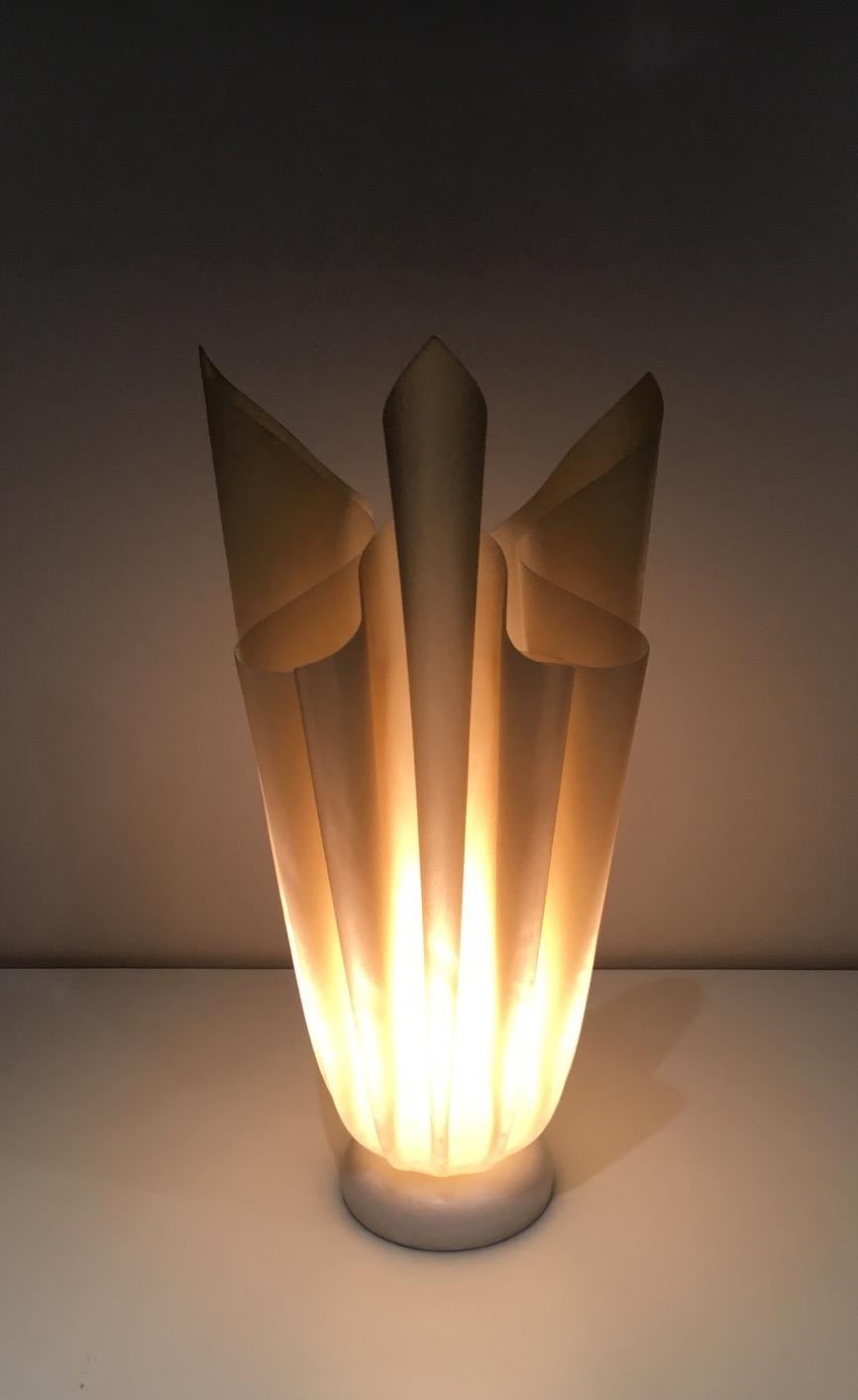 Georgia Jacob, Ophélie Flaming Torch Lamp in Resin on a Marble Base, circa 1970  4