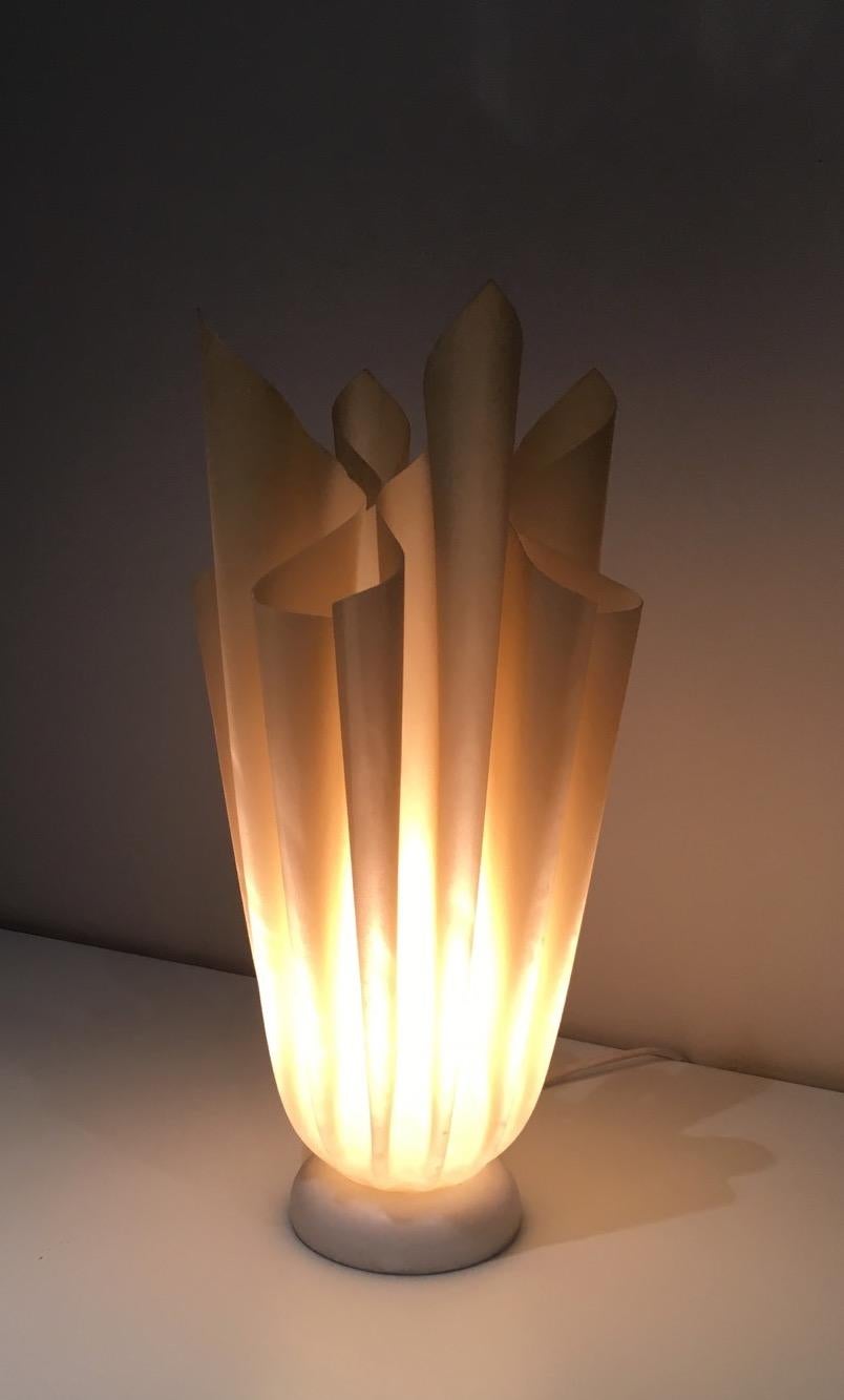 Mid-Century Modern Georgia Jacob, Ophélie Flaming Torch Lamp in Resin on a Marble Base, circa 1970 