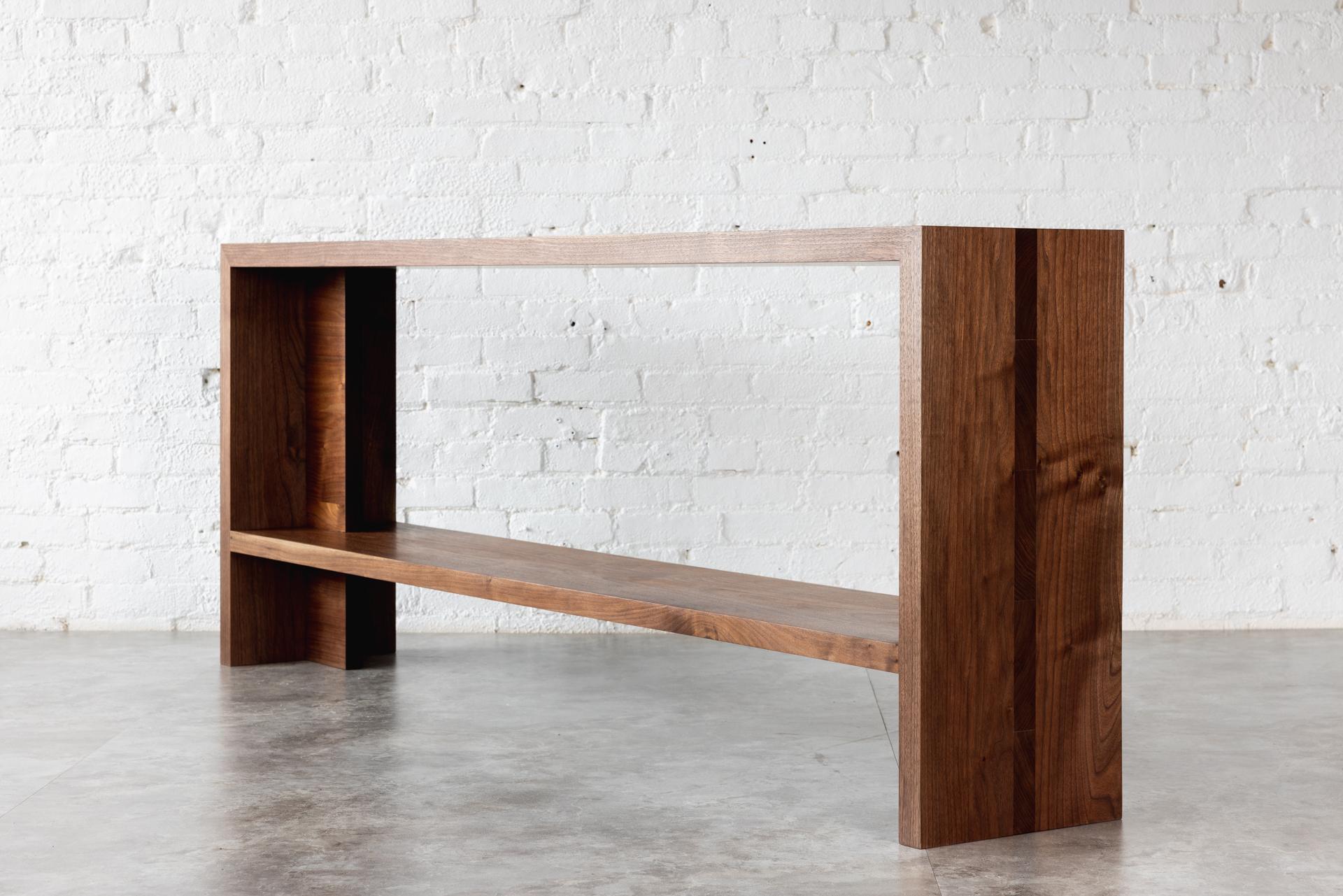 Joinery Georgia Long Black Walnut Console with Shelf by Autonomous Furniture For Sale