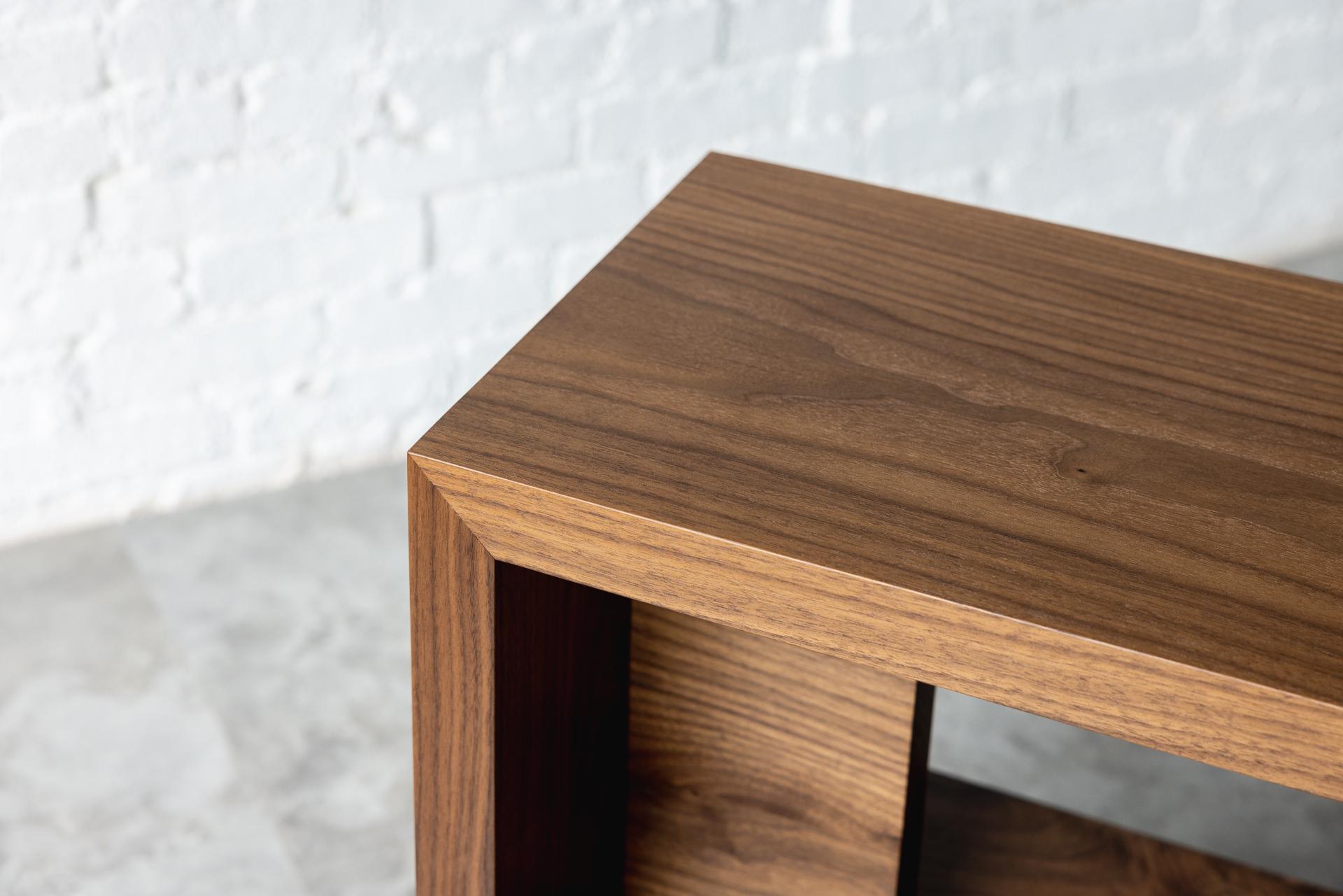 Contemporary Georgia Long Black Walnut Console with Shelf by Autonomous Furniture For Sale