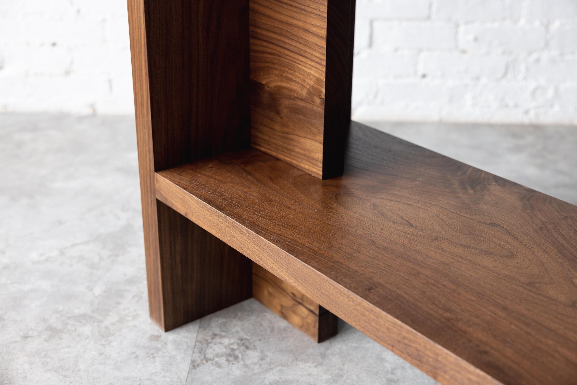 Georgia Long Black Walnut Console with Shelf by Autonomous Furniture For Sale 1