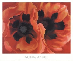 GEORGIA O'KEEFFE Oriental Poppy 25" x 30" poster Modernism Red, Black